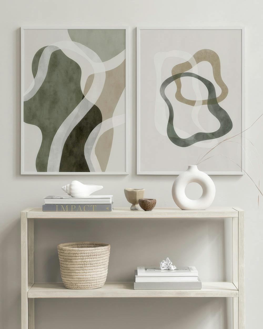 Abstract Green Shapes Duo Zestaw plakatów (50x70 cm)- Zestaw plakatów