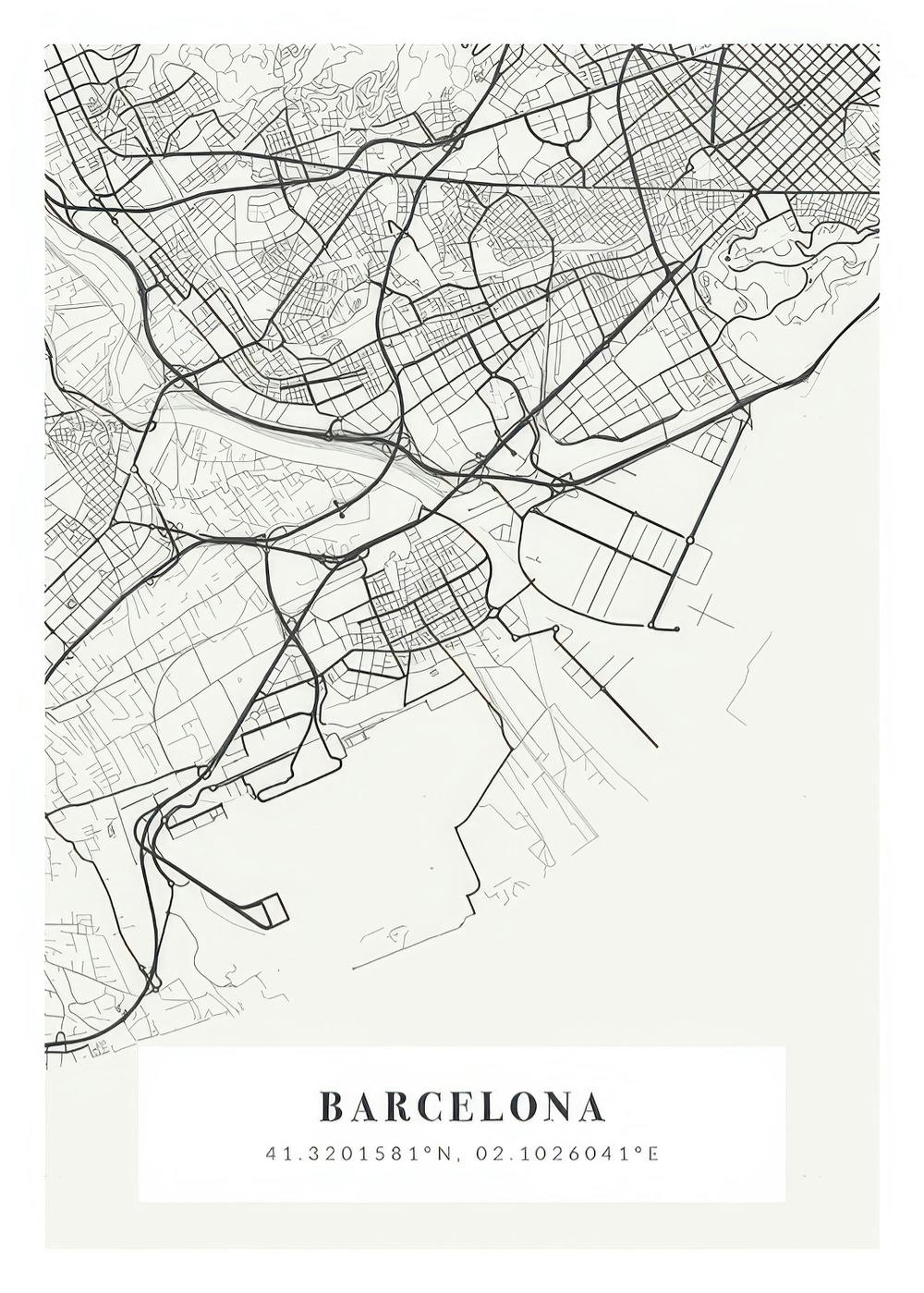 Affiche personnalisée de carte de ville noir et blanc, avec les coordonnées et le texte de la ville en typographie élégante.