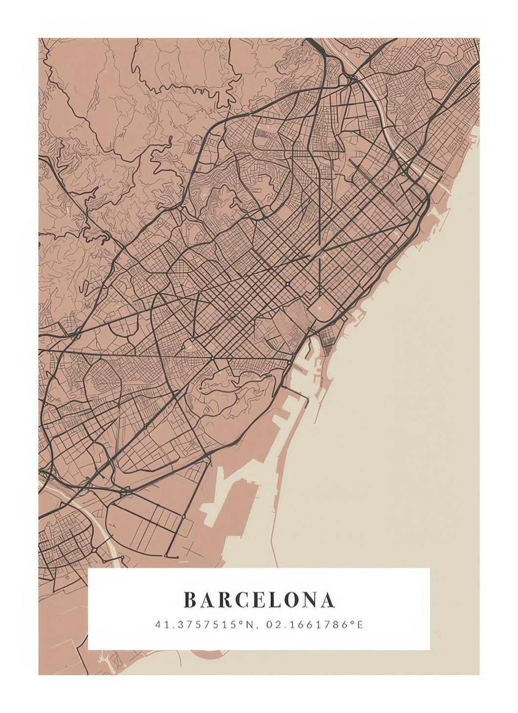 Prints - Map No1 Vintage Pink Personal (50x70 cm) - Personalised prints
