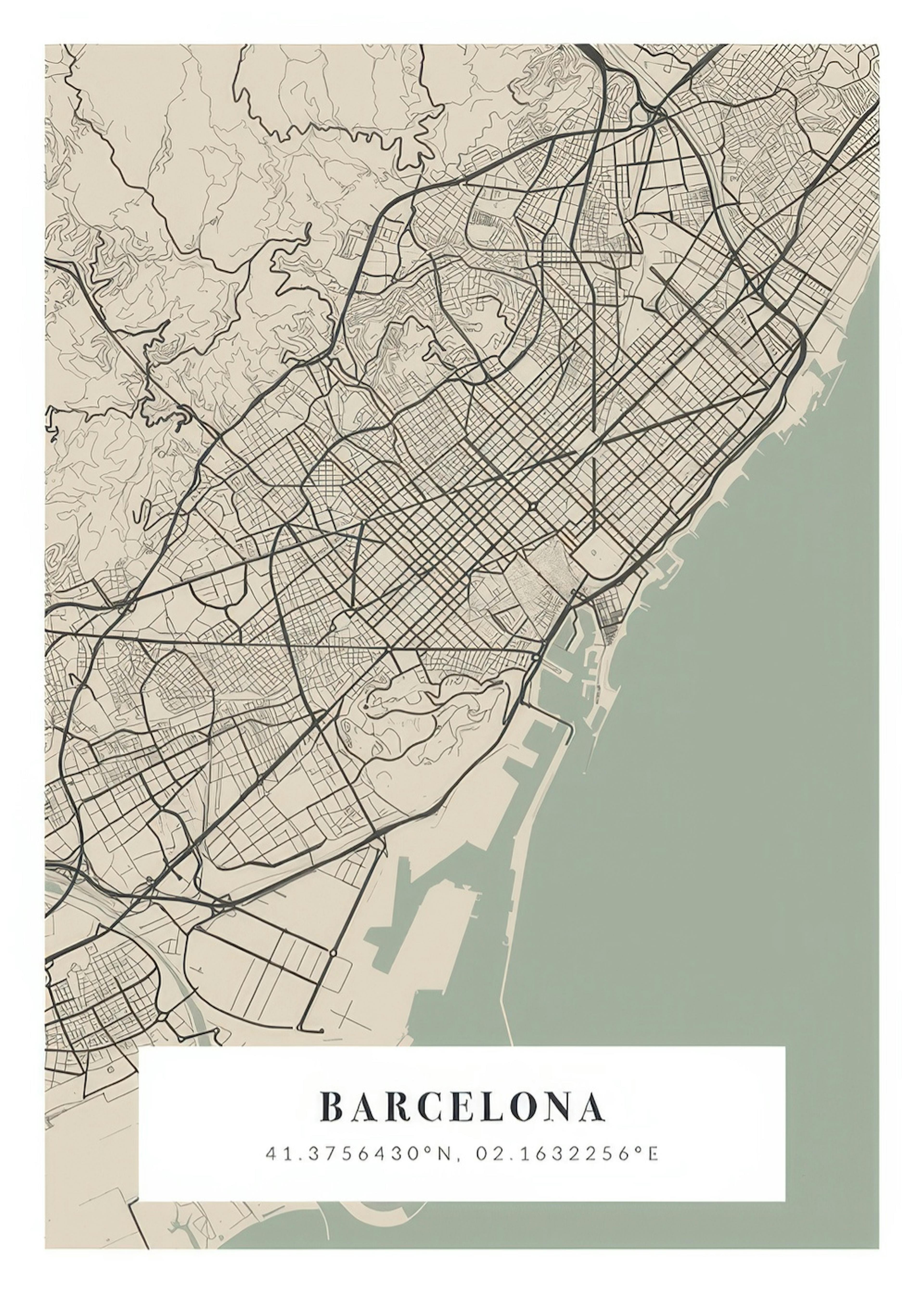 Map No1 Vintage Green Personal Poster 0