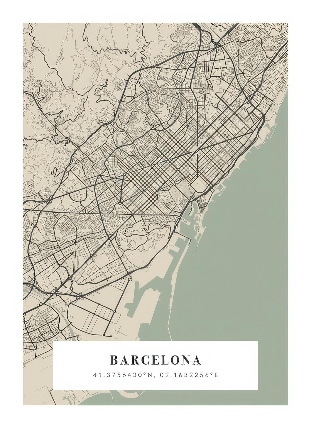Prints - Map No1 Vintage Green Personal (30x40 cm) - Personalised prints