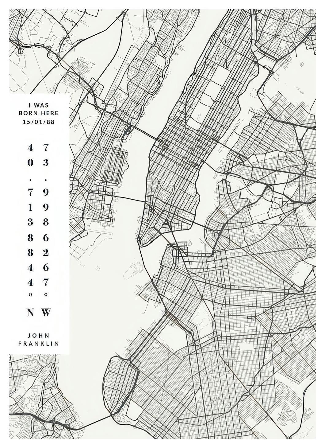 Prints - Map No2 Day Personal (30x40 cm) - Personalised prints