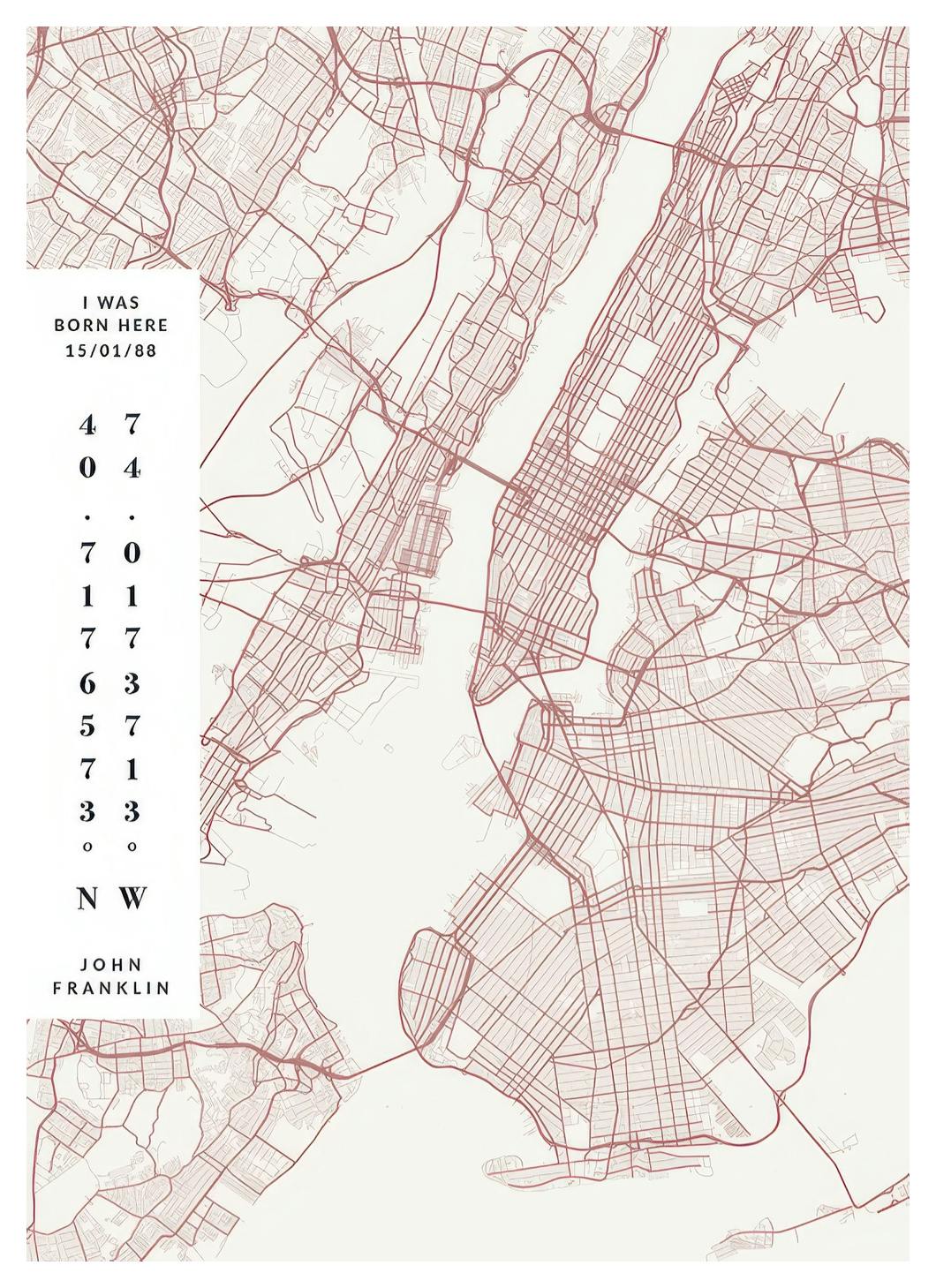 Map No2 Day Pink Personal Affiche (50x70 cm) - Affiches personnalisées