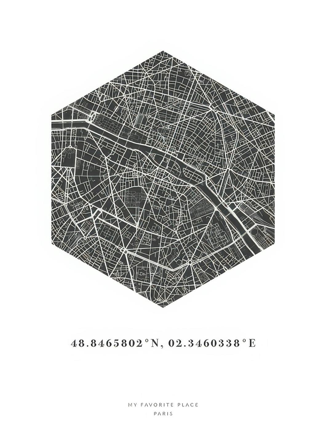 Prints - Hexagon Map Night Personal (50x70 cm) - Personalised prints