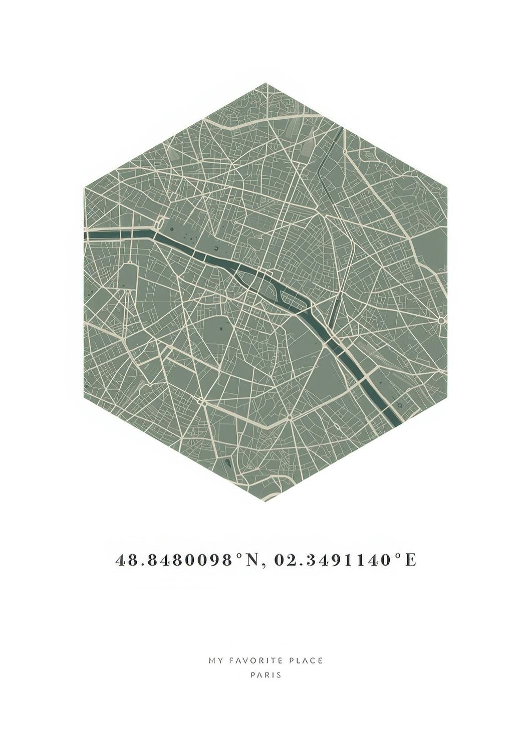 Hexagon Map Moss Personal Poster (50x70 cm) - Gepersonaliseerde posters