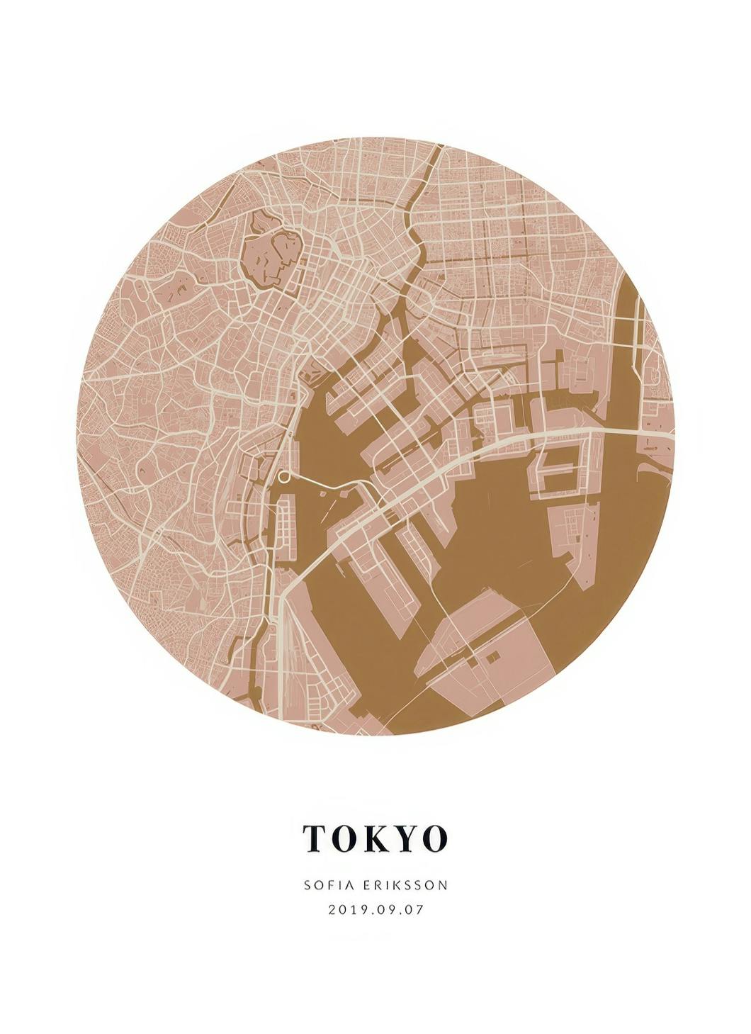 Prints - Globe Map Pink Mustard Personal (30x40 cm) - Personalised prints
