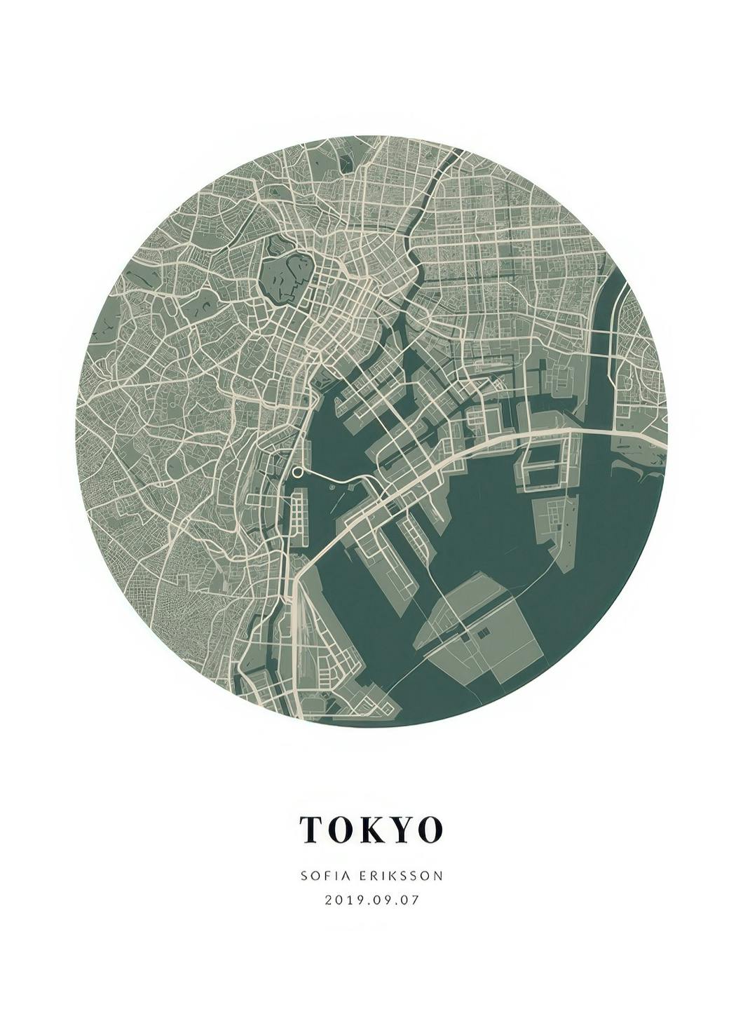 Prints - Globe Map Moss Personal (50x70 cm) - Personalised prints