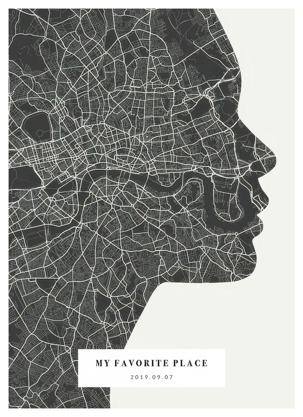 Prints - Silhouette Map Night Personal (30x40 cm) - Personalised prints