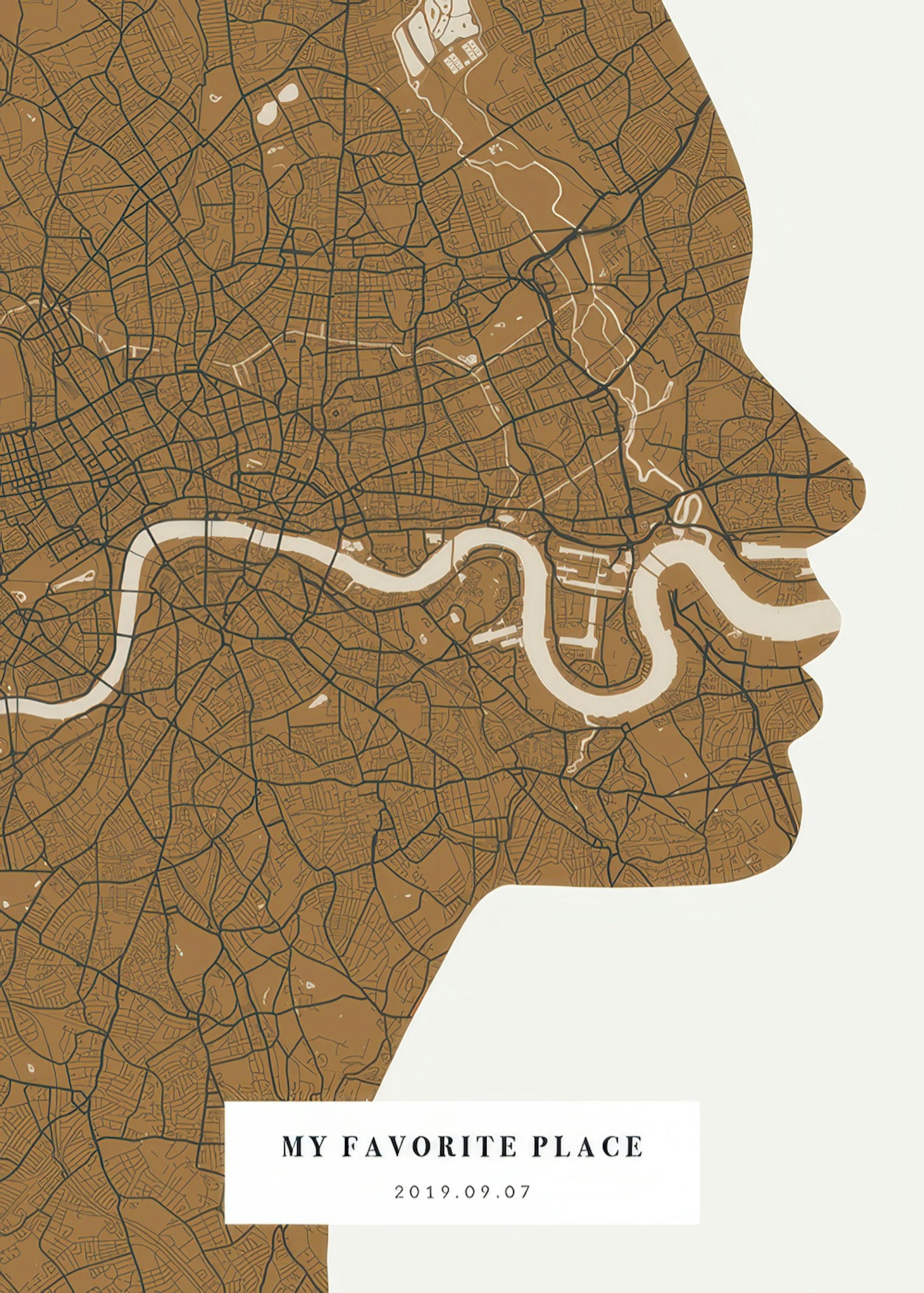 Silhouette Map Vintage Mustard Personal Poster 0