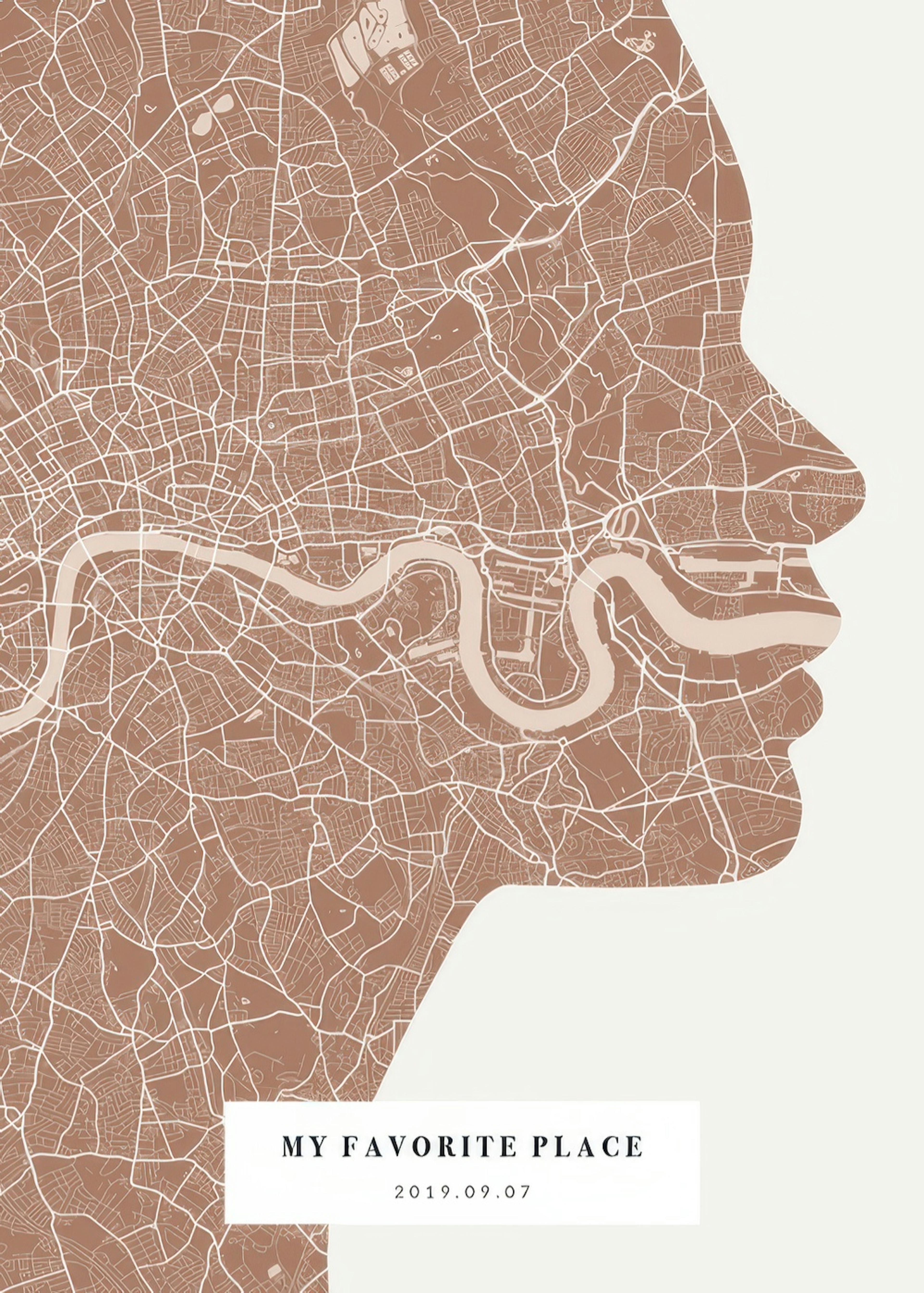 Silhouette Map Rusty Pink Personal Poster 0