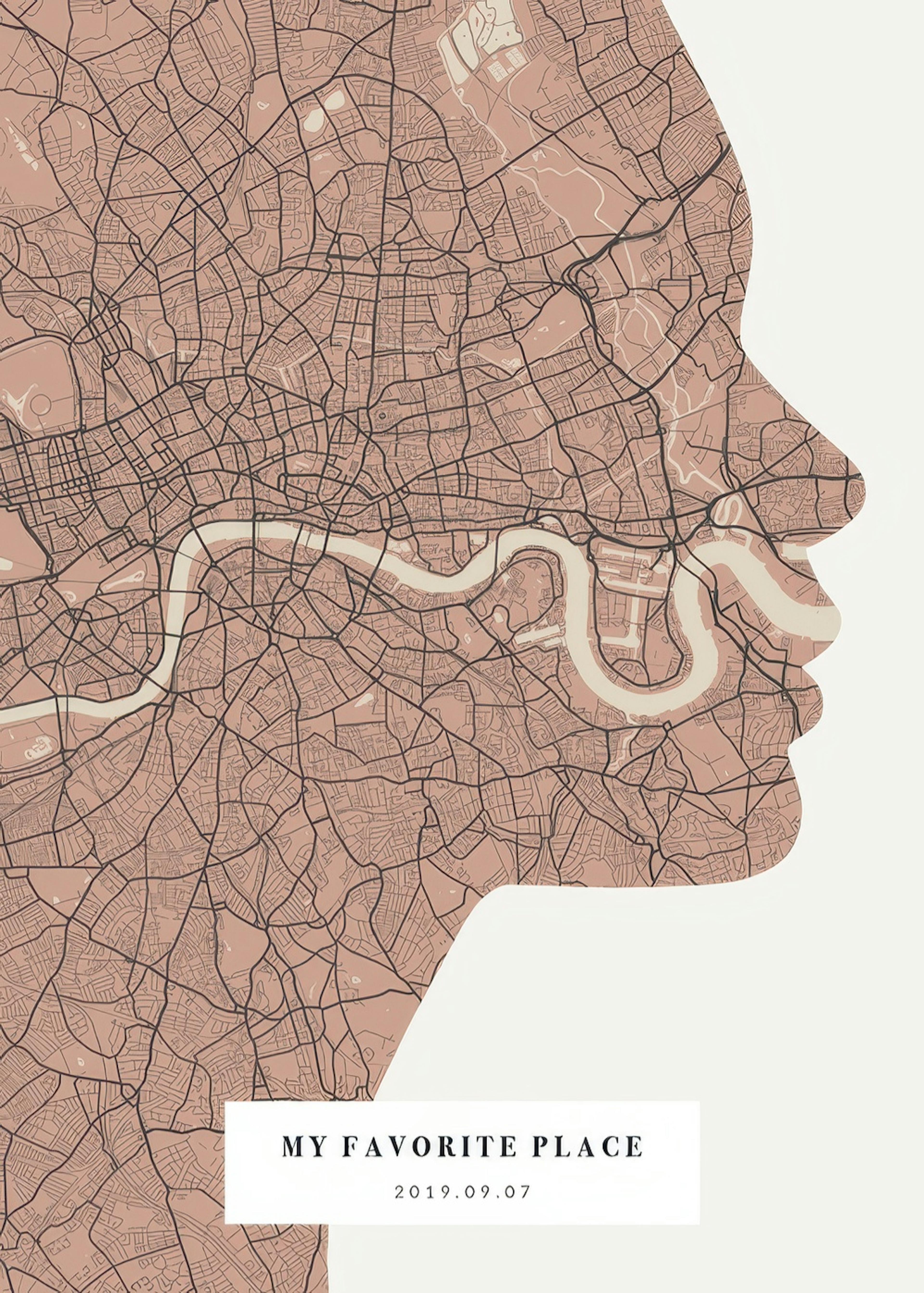 Silhouette Map Vintage Pink Personal Poster 0