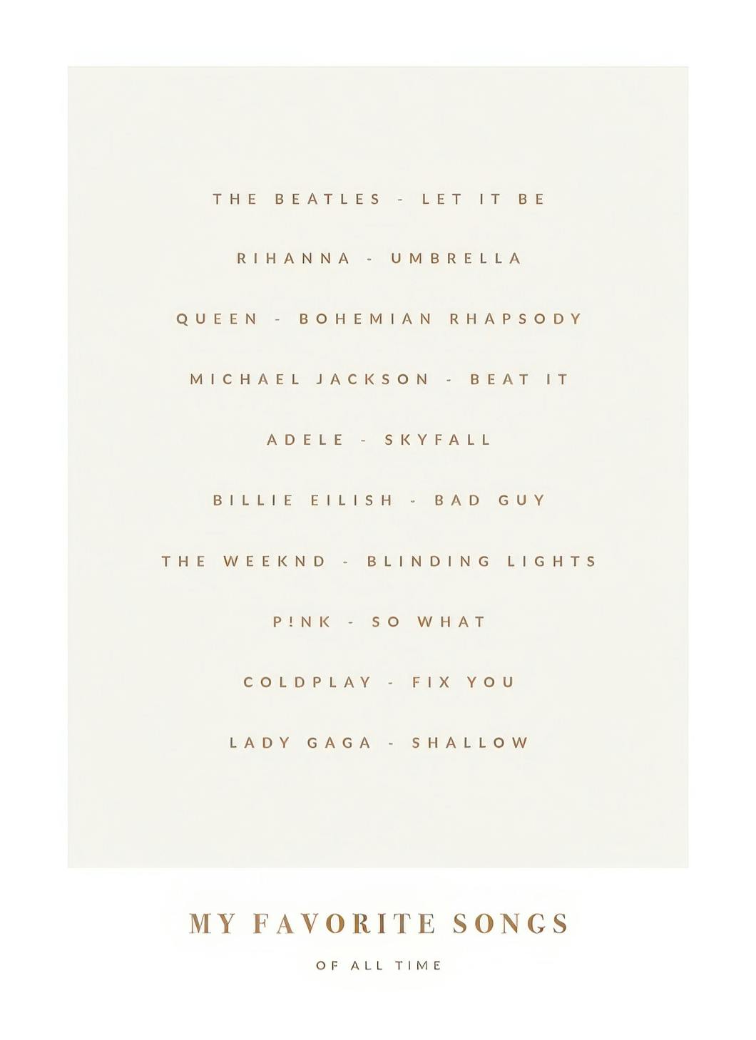 My Favorite Songs Beige Personal Plakat (30x40 cm) - Plakater > Personlige posters