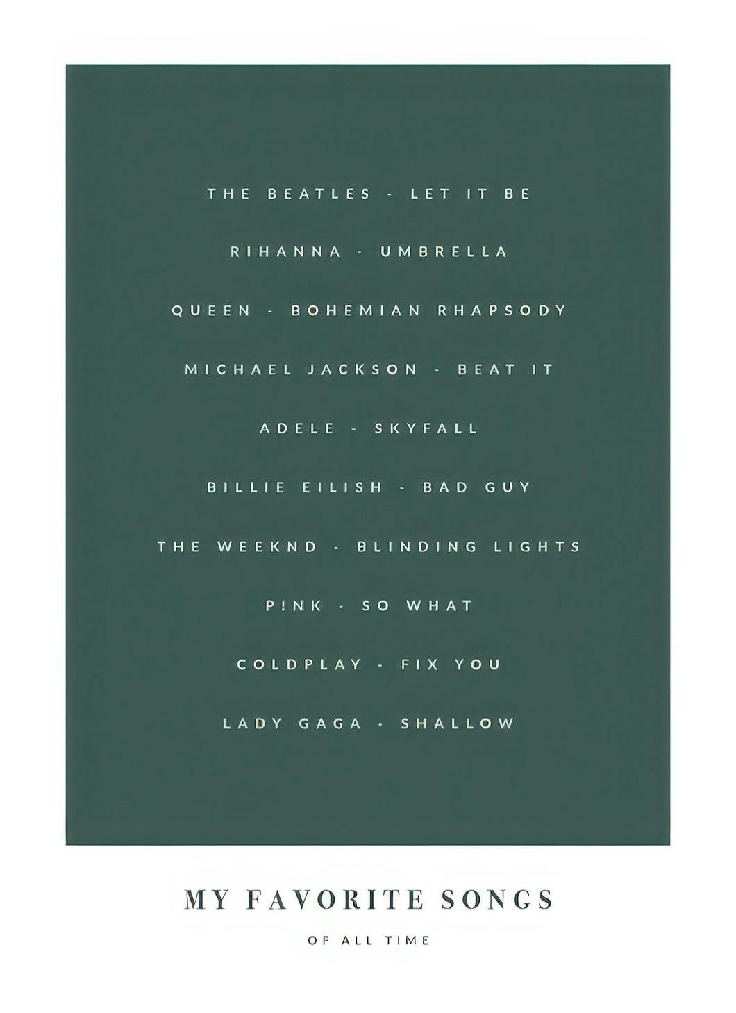 My Favorite Songs Green Personal Poster (30x40 cm) - Gepersonaliseerde posters