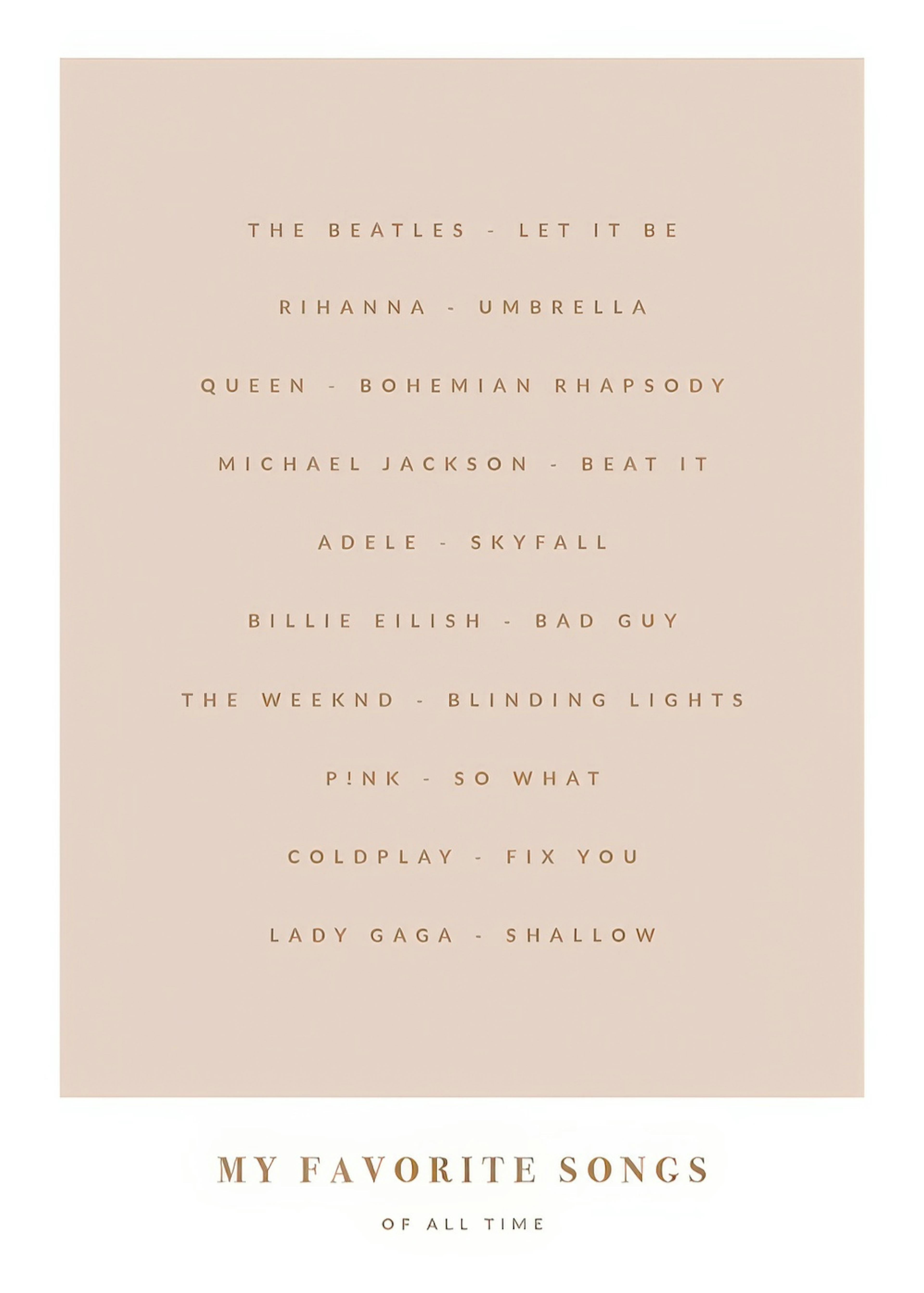 My Favorite Songs Pink Personal Poster 0
