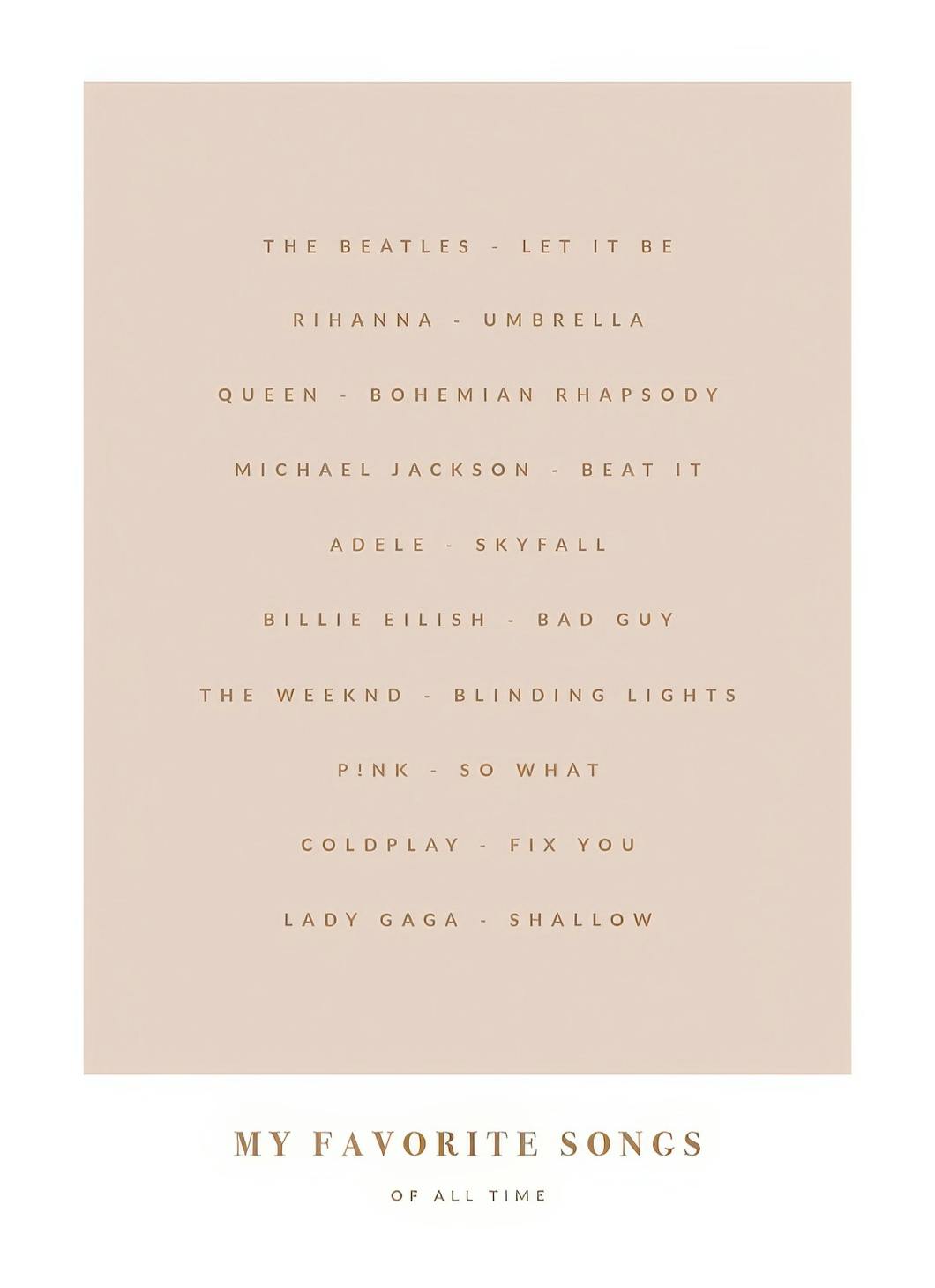 My Favorite Songs Pink Personal Poster (30x40 cm) - Gepersonaliseerde posters