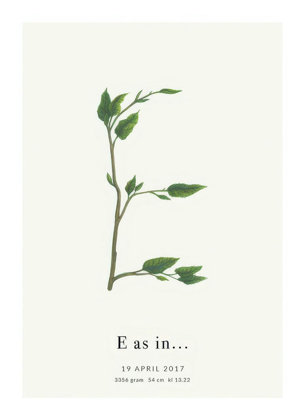 Personliga tavlor Botanic Letter E Personal Poster (50x70 cm)