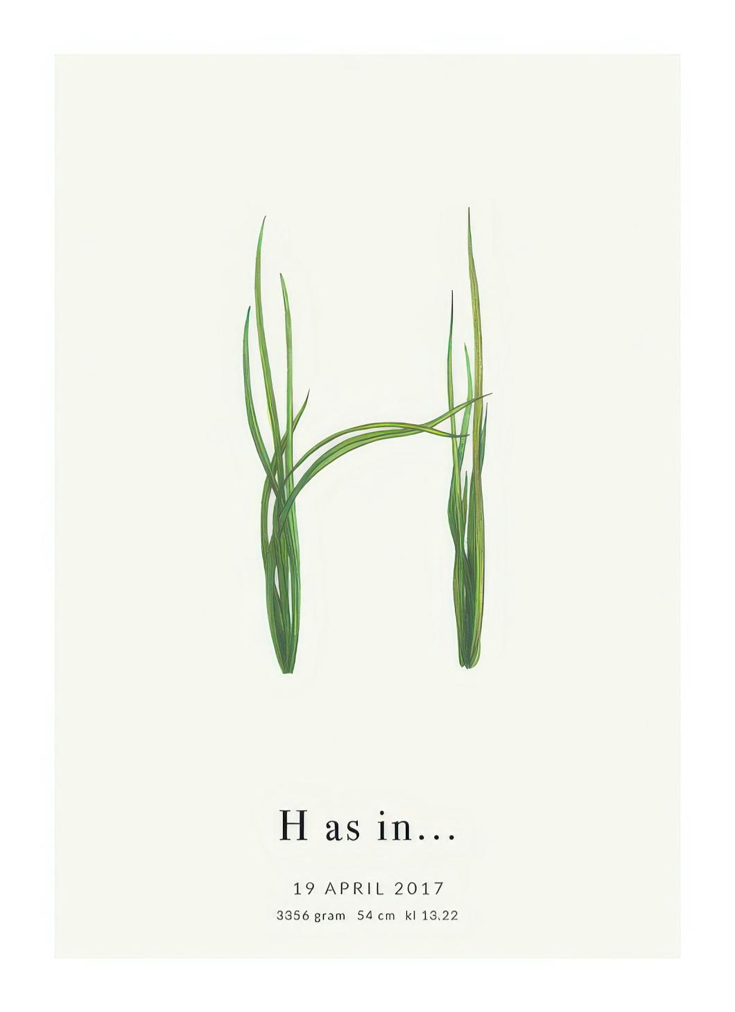 Botanic Letter H Personal Poster (30x40 cm)- Posters personalizados