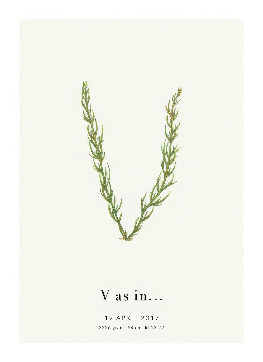Prints - Botanic Letter V Personal (30x40 cm) - Personalised prints
