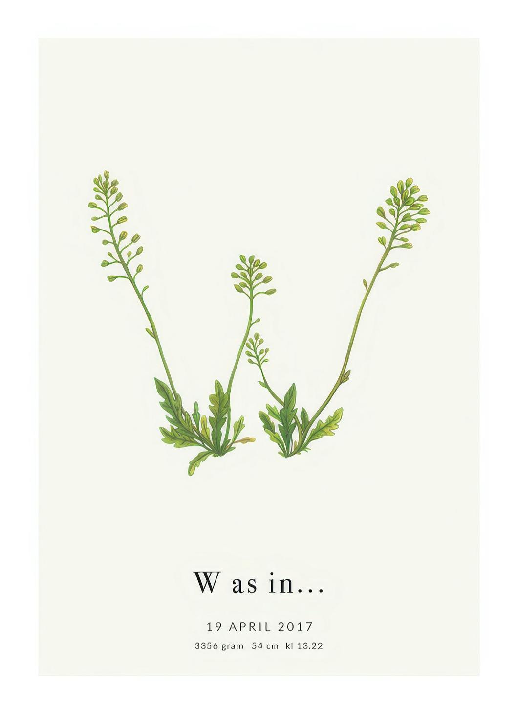 Prints - Botanic Letter W Personal (30x40 cm) - Personalised prints