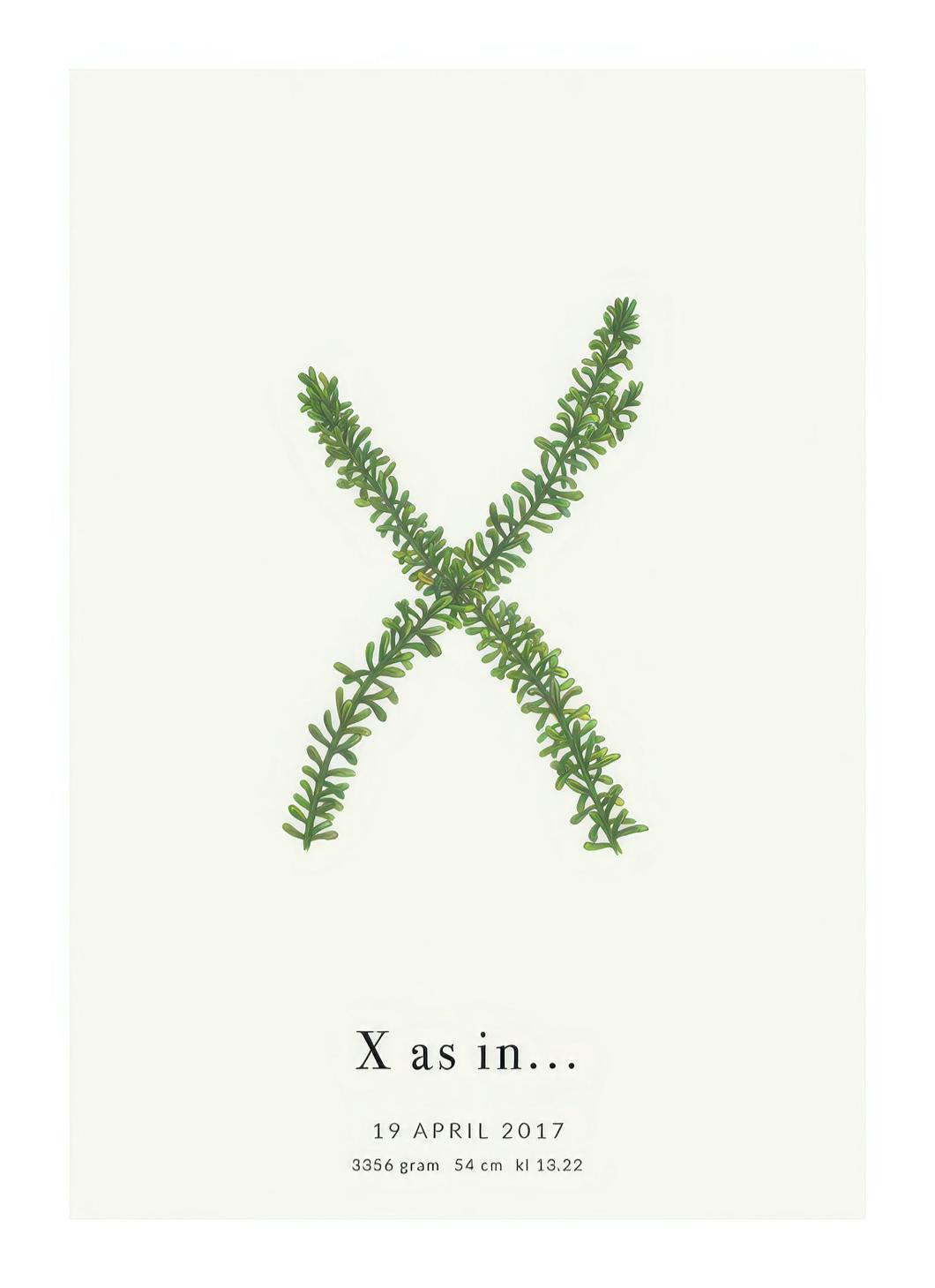 Botanic Letter X Personal Poster (30x40 cm)- Poster personalizzati
