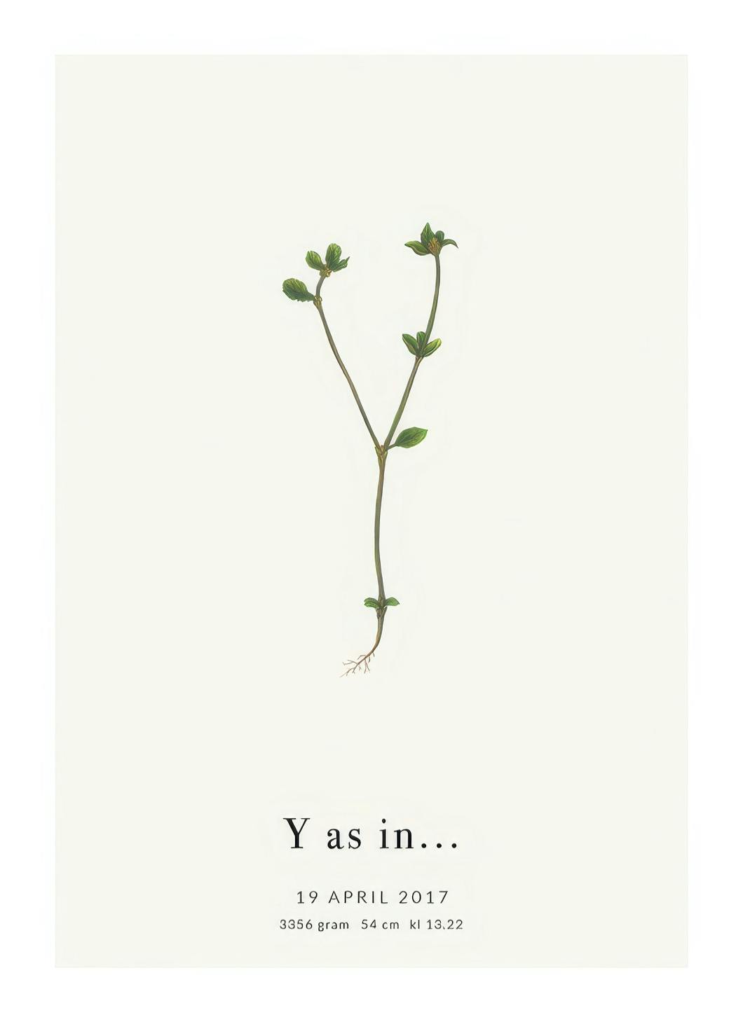 Botanic Letter Y Personal Poster (30x40 cm) - Gepersonaliseerde posters