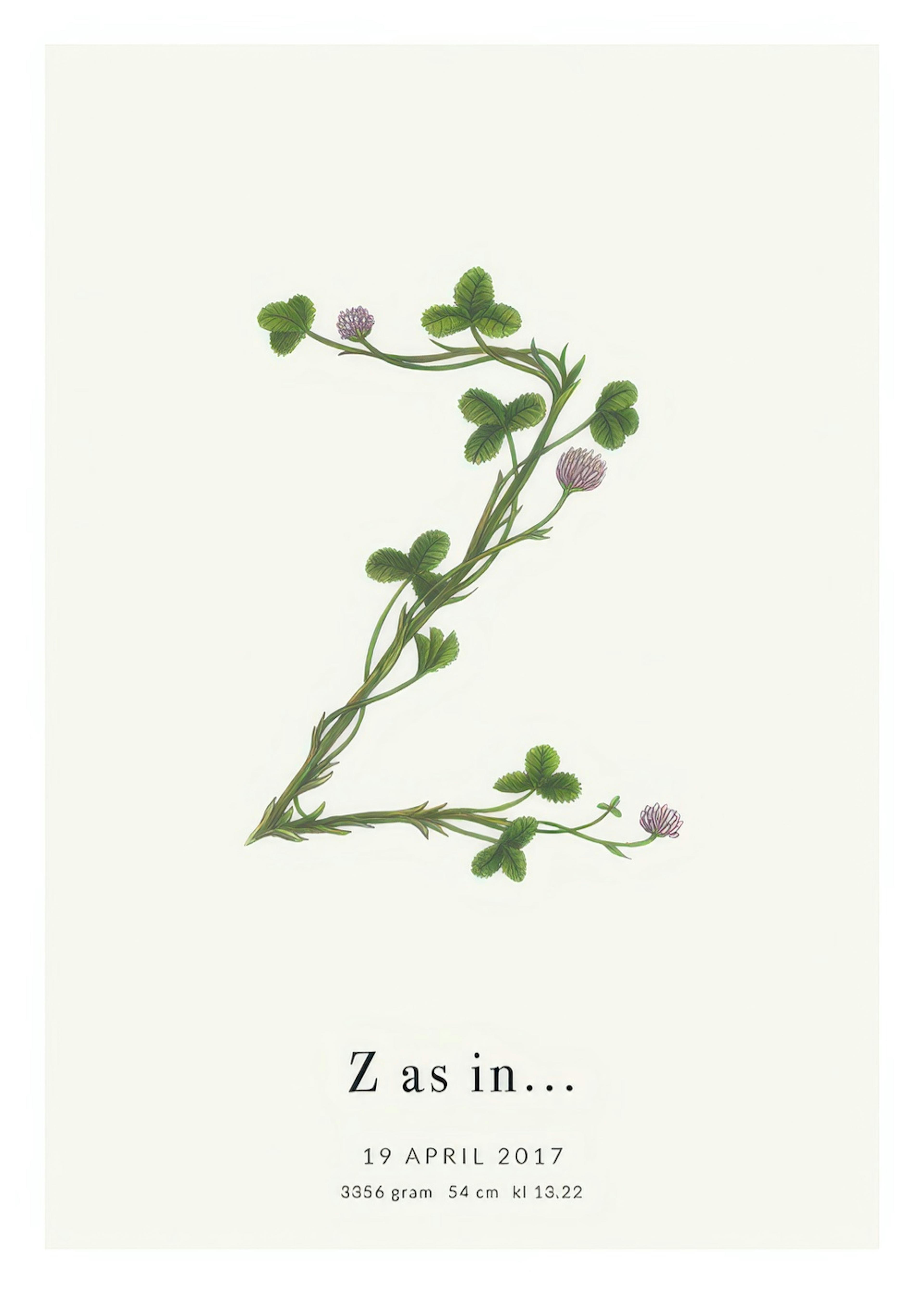 Botanic Letter Z Personal Juliste 0