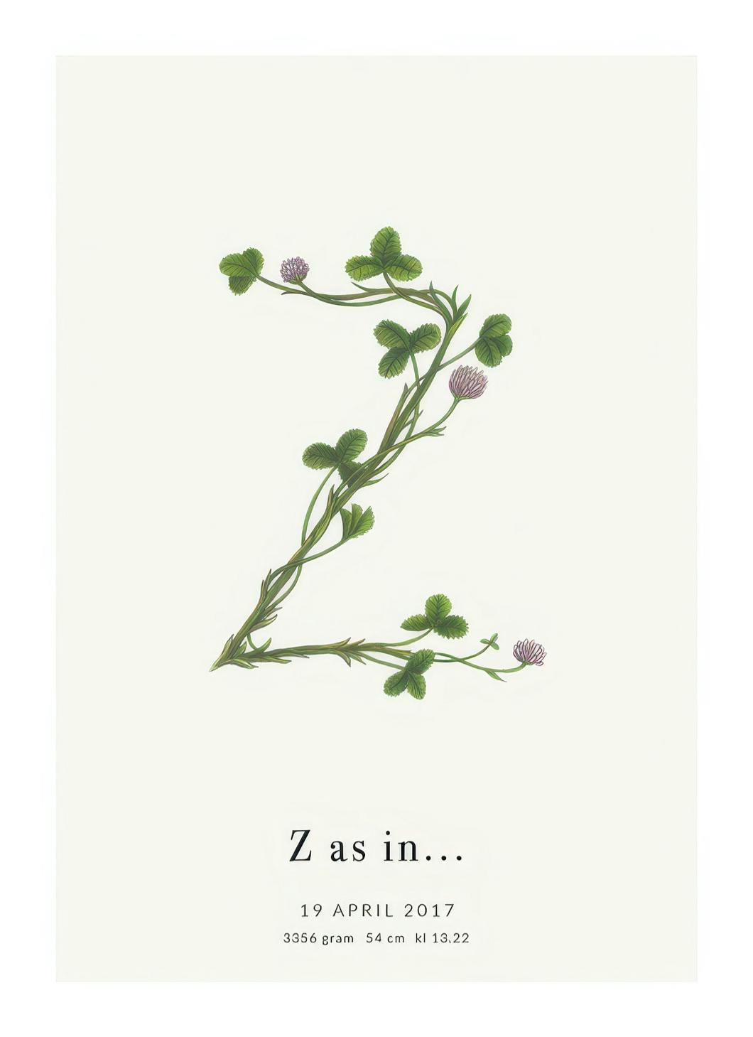 Botanic Letter Z Personal Poster (30x40 cm)- Posters personalizados