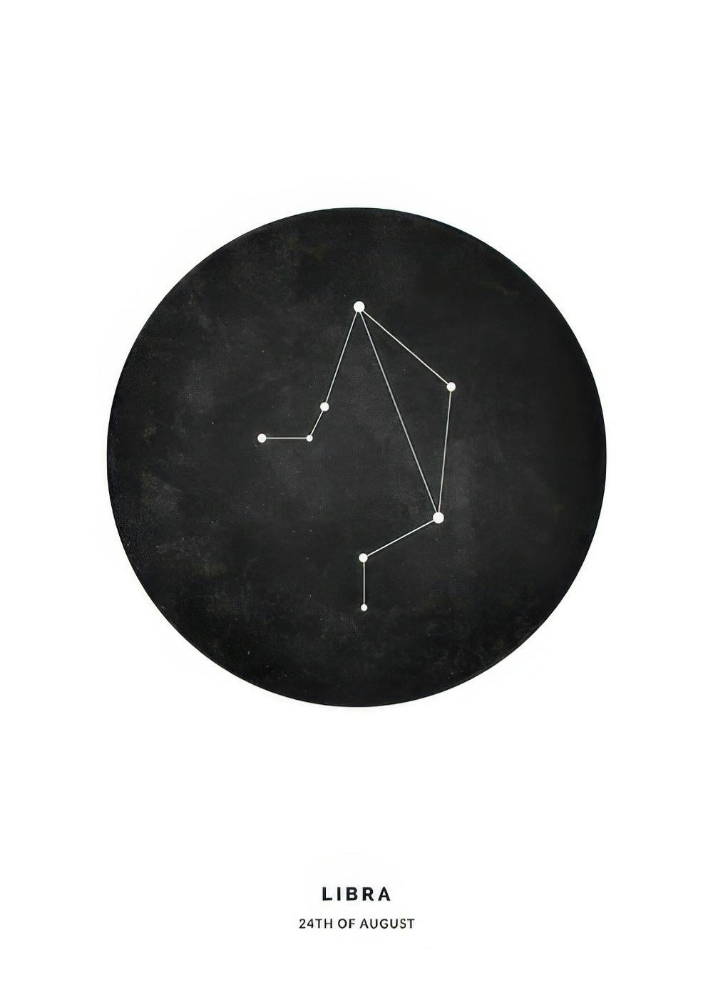 Sternzeichen Waage Konstellation in Schwarz-Weiß, minimalistisches Sternbild