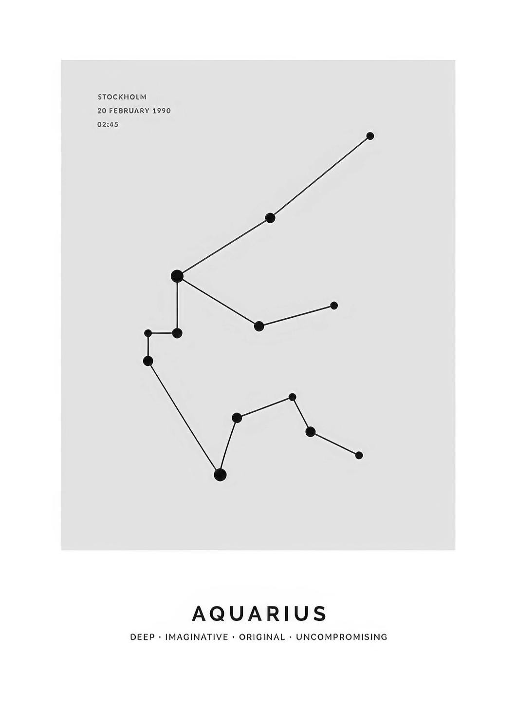 Constellation Grey Aquarius Personal Poster (30x40 cm)- Posters personalizados