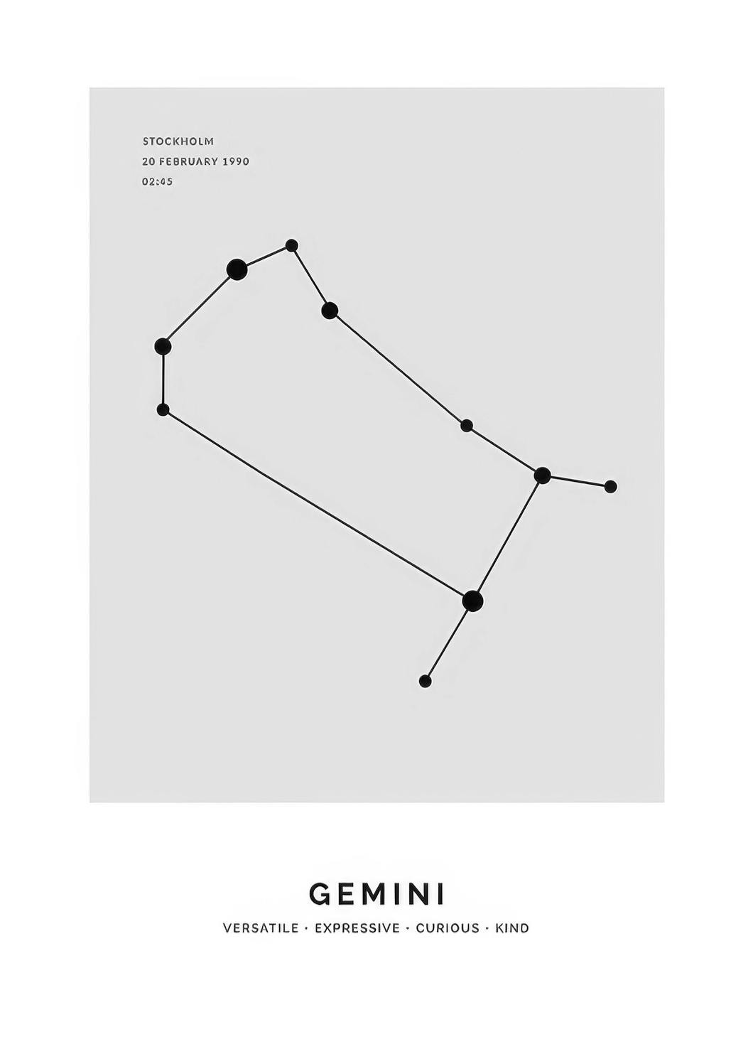 Constellation Grey Gemini Personal Poster (30x40 cm)- Poster personalizzati