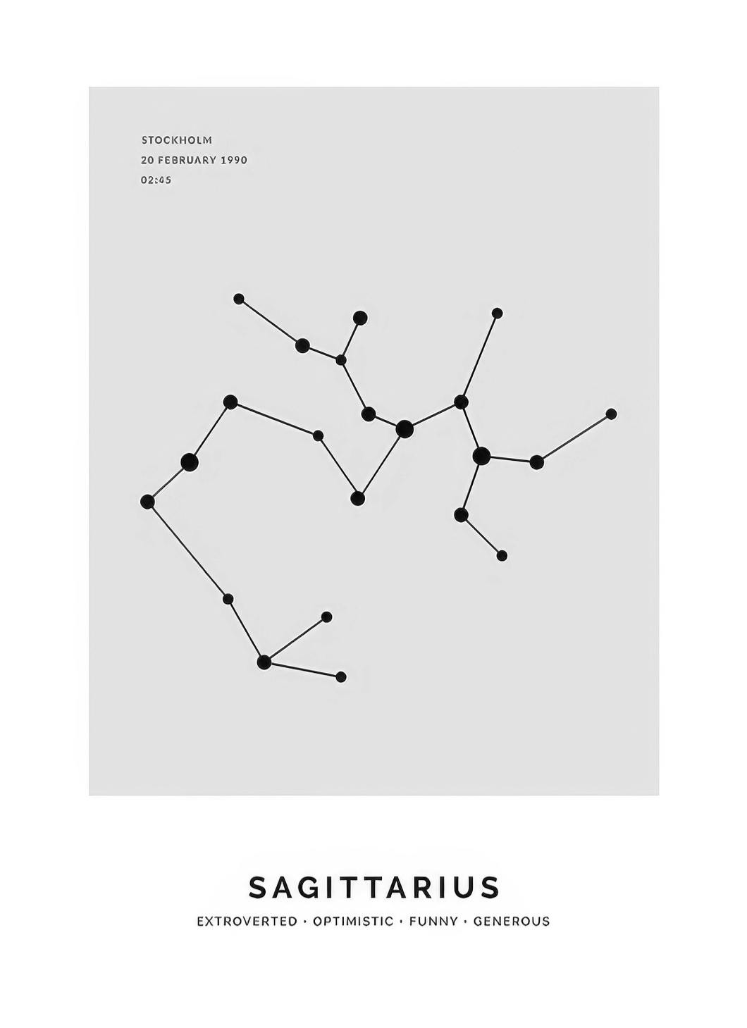 Constellation Grey Sagittarius Personal Poster (50x70 cm)- Poster personalizzati