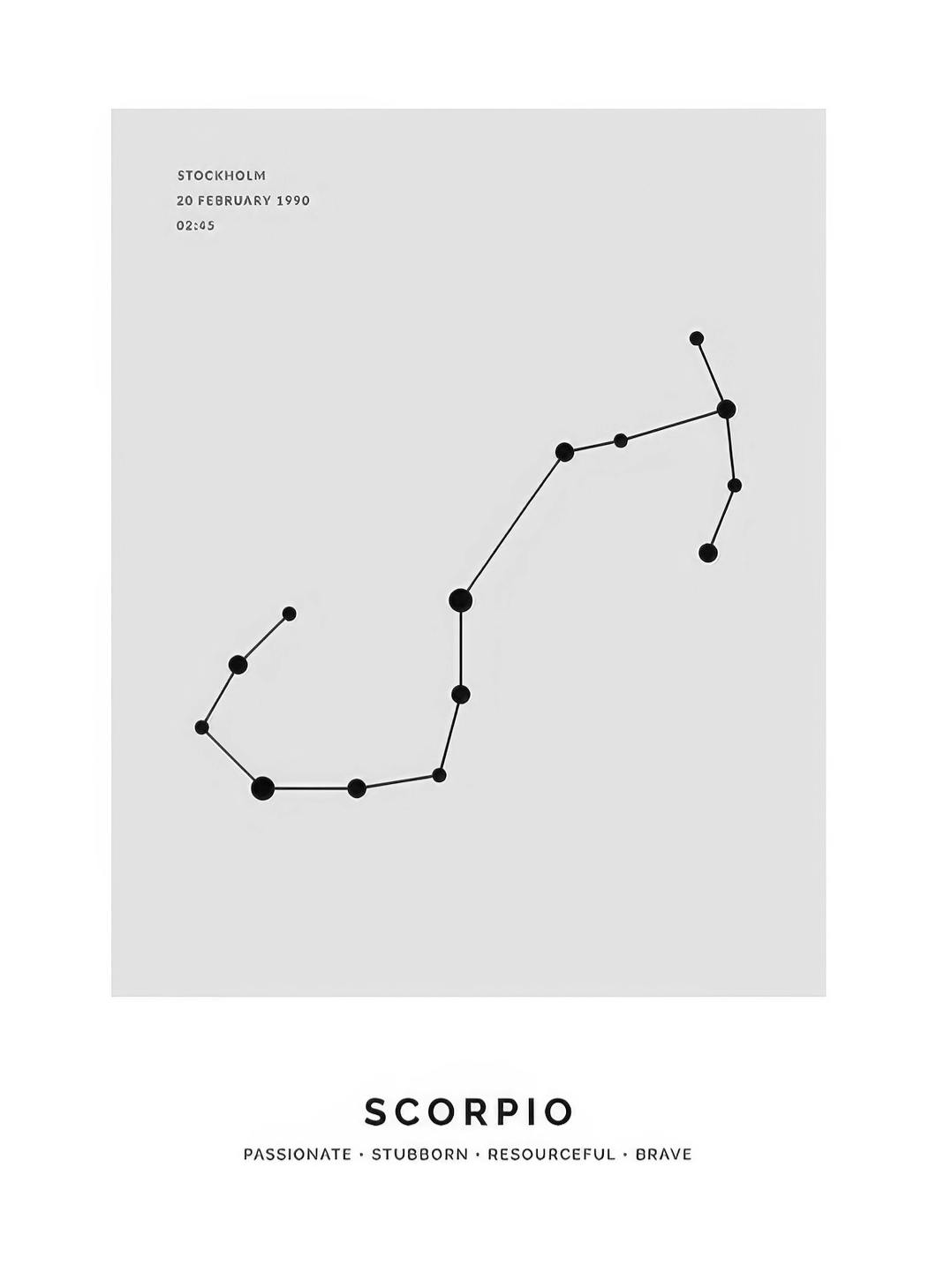 Prints - Constellation Grey Scorpio Personal (50x70 cm) - Personalised prints