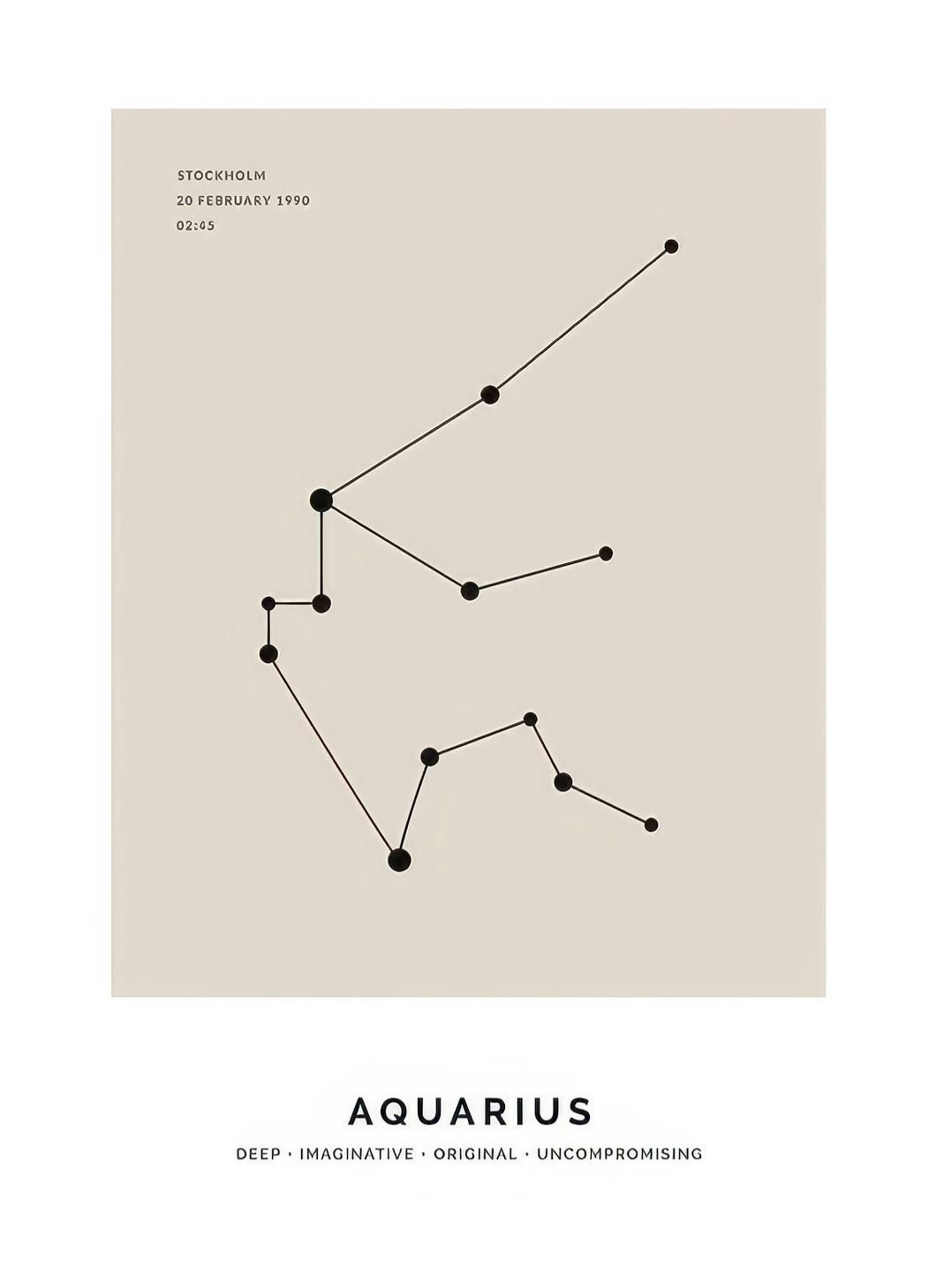 Personliga tavlor Constellation Beige Aquarius Personal Poster (30x40 cm)