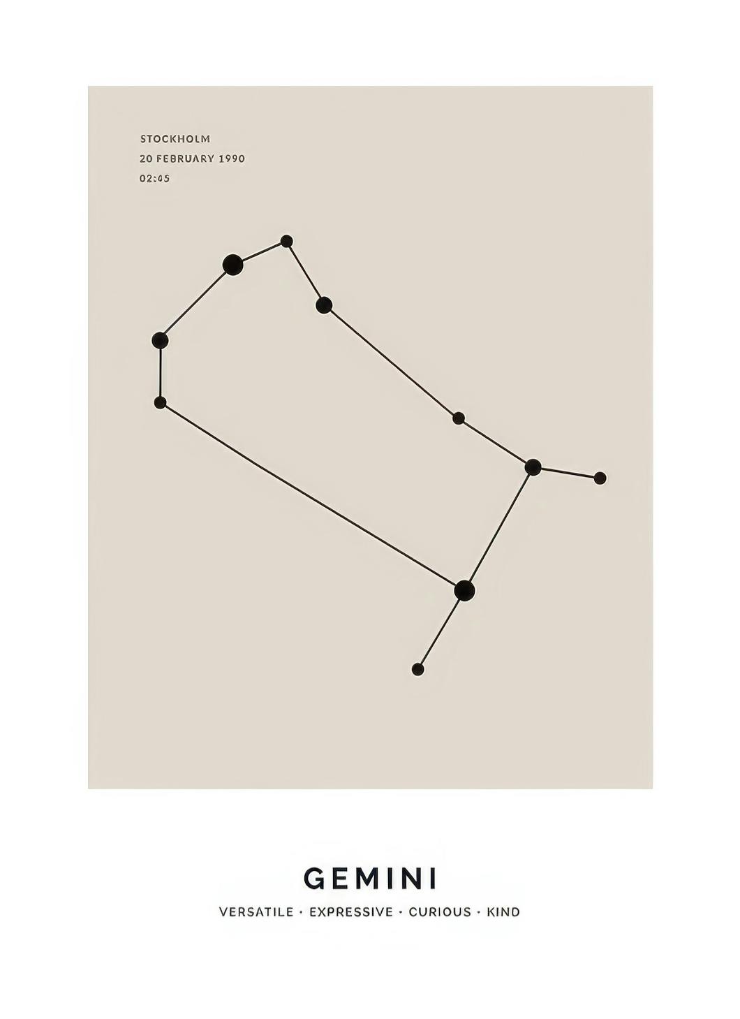 Constellation Beige Gemini Personal Affiche (50x70 cm) - Affiches personnalisées