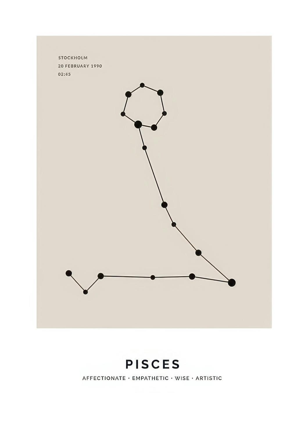 Prints - Constellation Beige Pisces Personal (30x40 cm) - Personalised prints