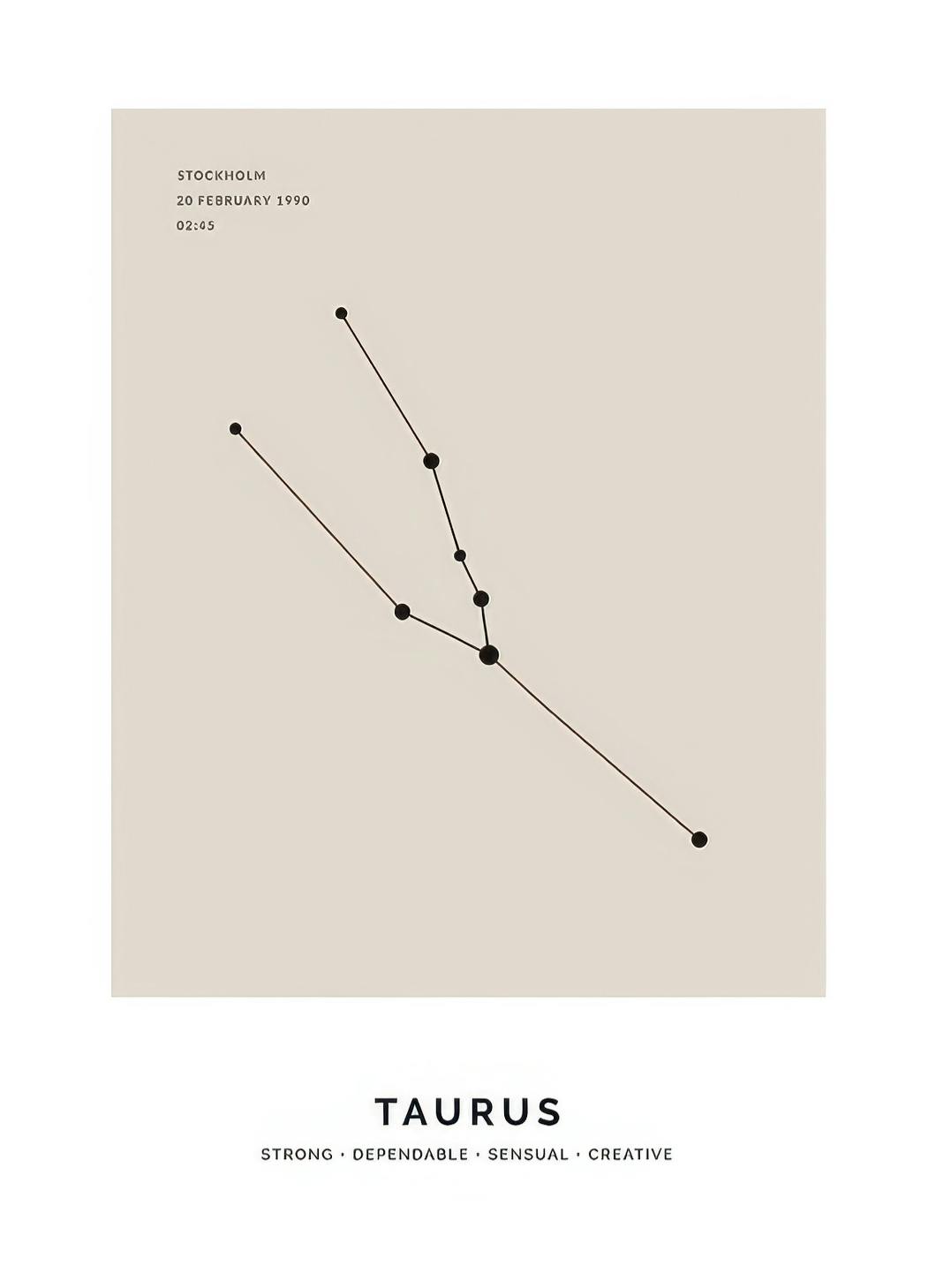 Prints - Constellation Beige Taurus Personal (30x40 cm) - Personalised prints