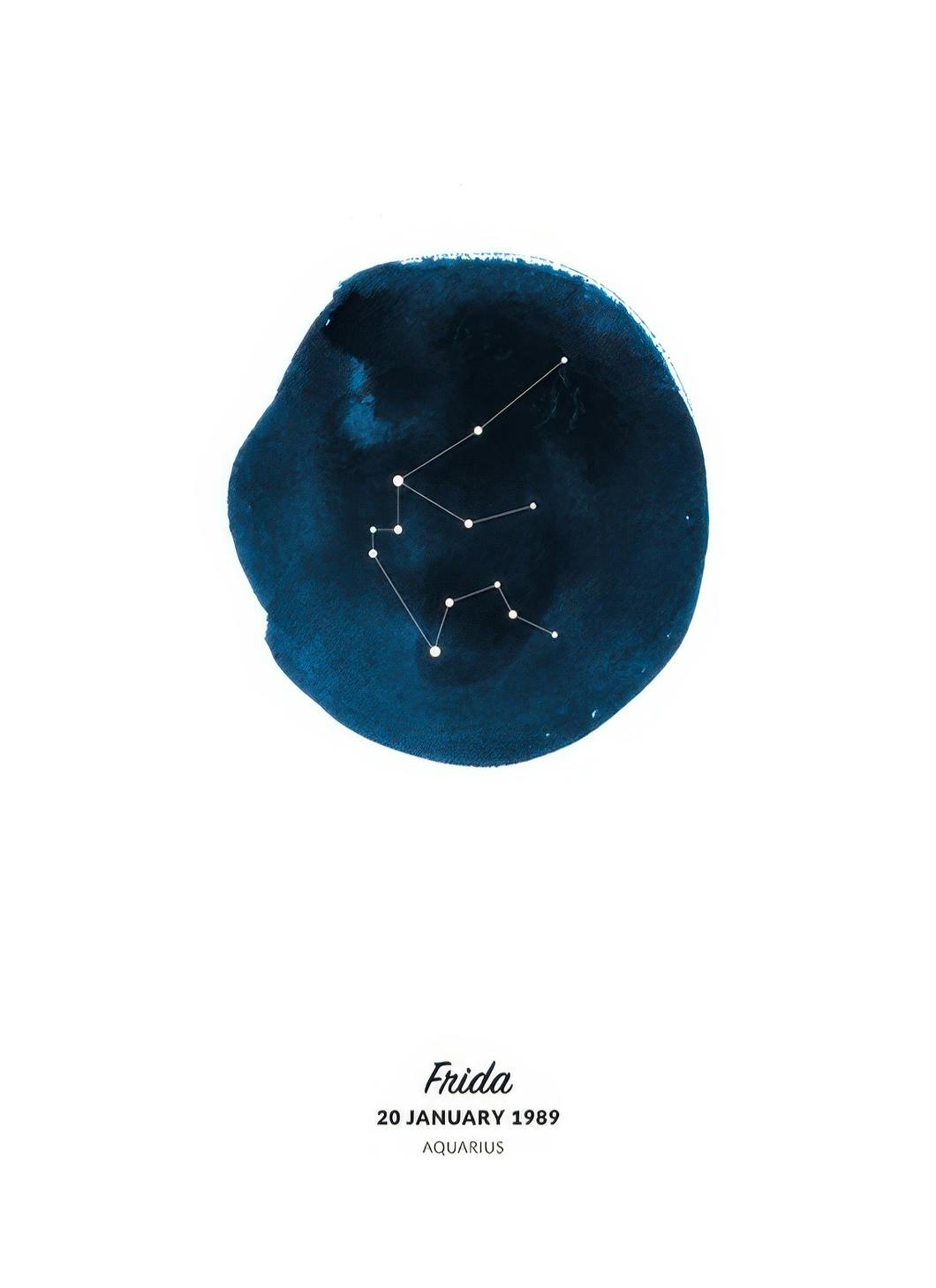 Zodiac Sign Aquarius Personal Plakat (50x70 cm) - Plakater > Personlige posters