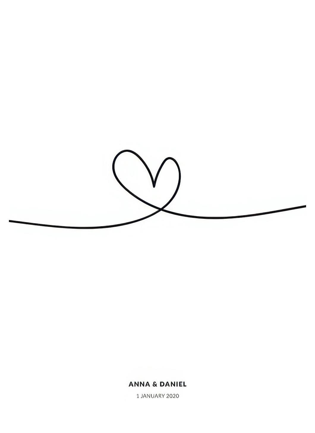 Personliga tavlor Line Heart Personal Poster (50x70 cm)