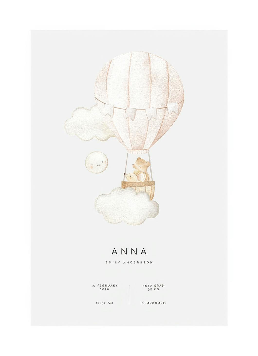 Hot Air Balloon Personal Plakat (30x40 cm)- Plakaty personalizowane