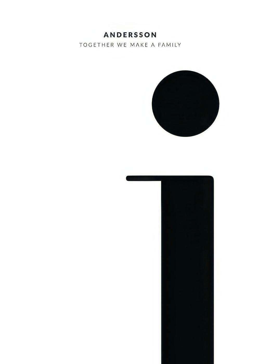 Affiche noir et blanc personnalisée avec la lettre i en typographie, nom de famille et citation
