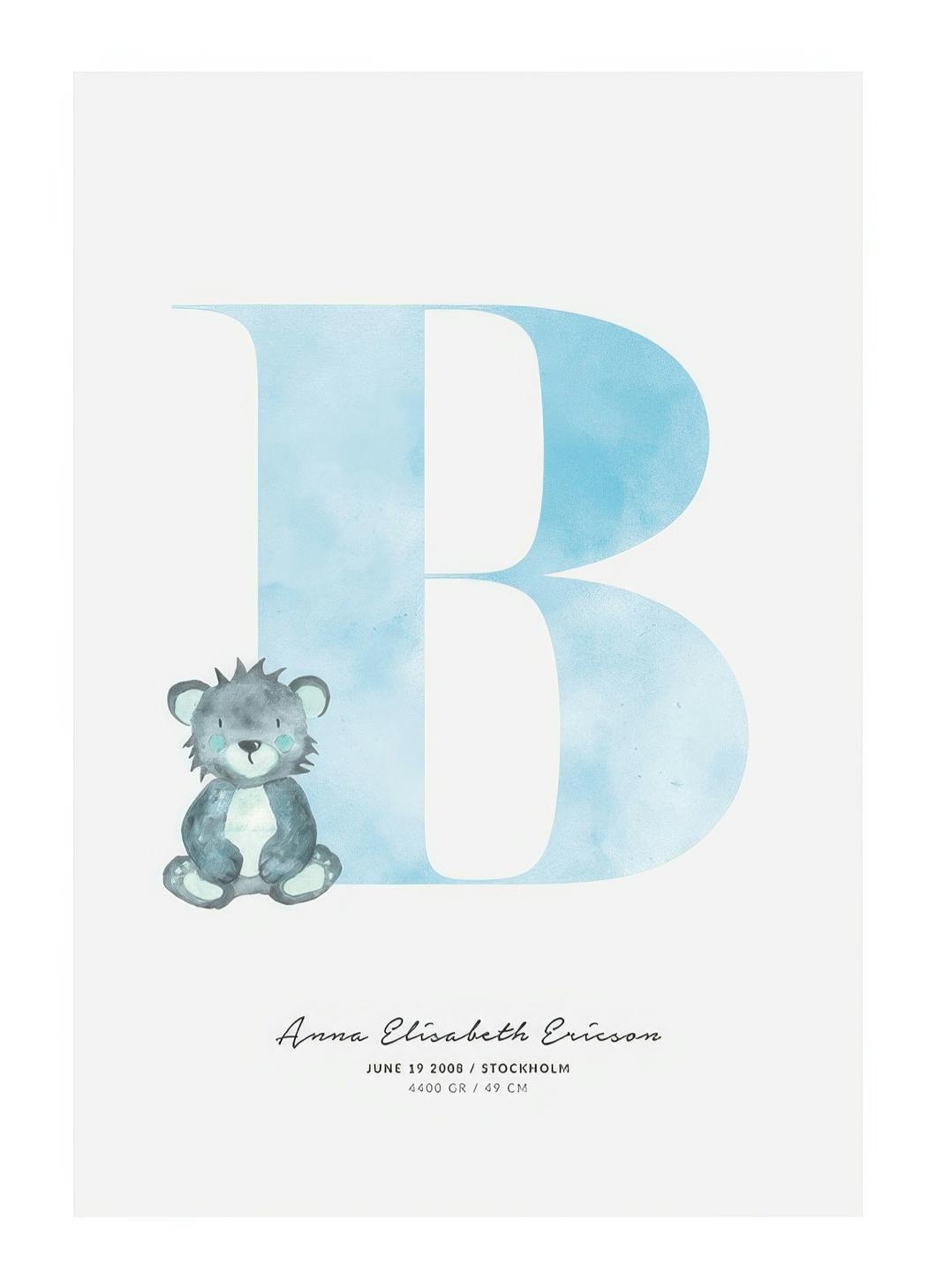 Kids Letter B Personal Plakat (30x40 cm) - Plakater > Personlige posters