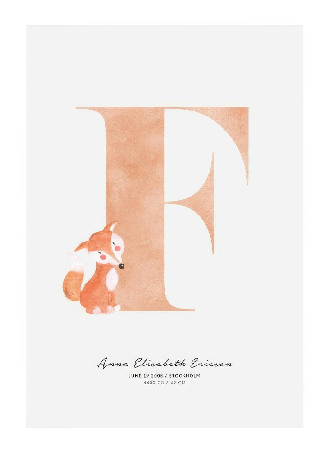 Kids Letter F Personal Poster (30x40 cm) -  Personalisierte Poster