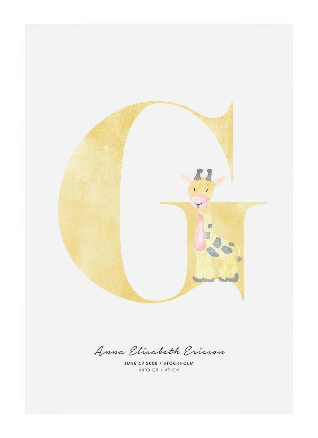 Kids Letter G Personal Poster (30x40 cm)- Posters personalizados