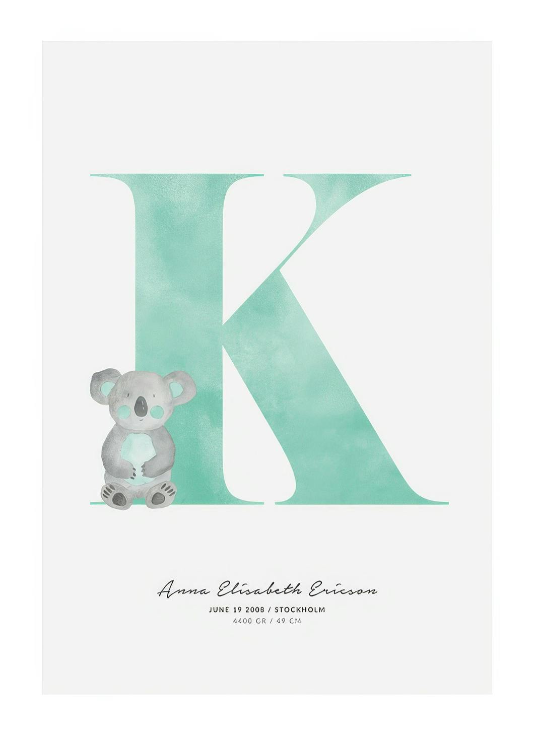 Prints - Kids Letter K Personal (50x70 cm) - Personalised prints
