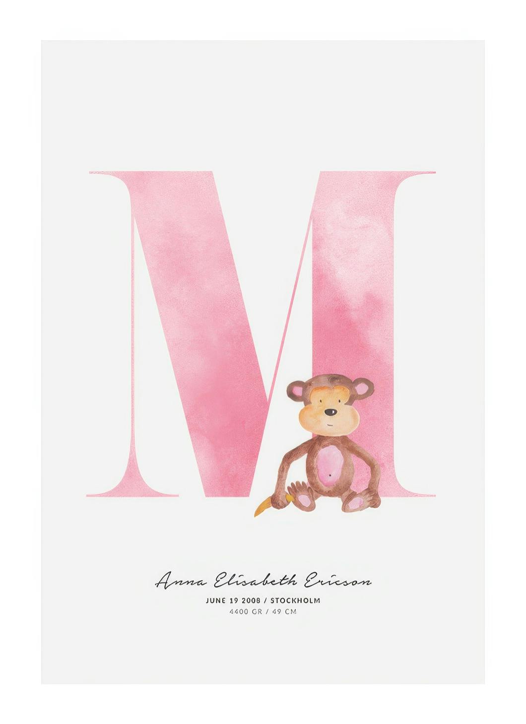 Kids Letter M Personal Affiche (50x70 cm) - Affiches personnalisées