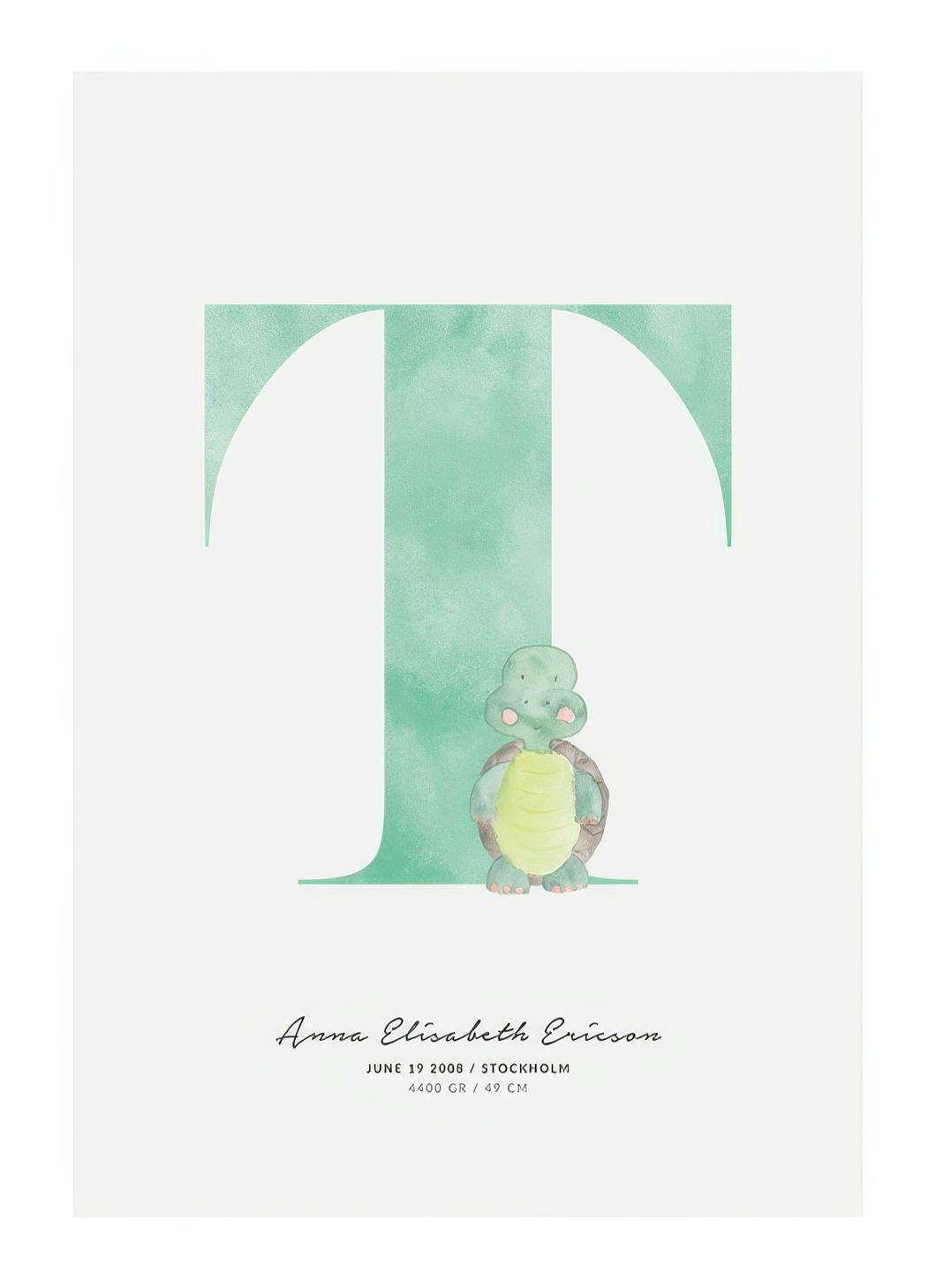 Kids Letter T Personal Juliste (30x40 cm)  Persoonalliset julisteet