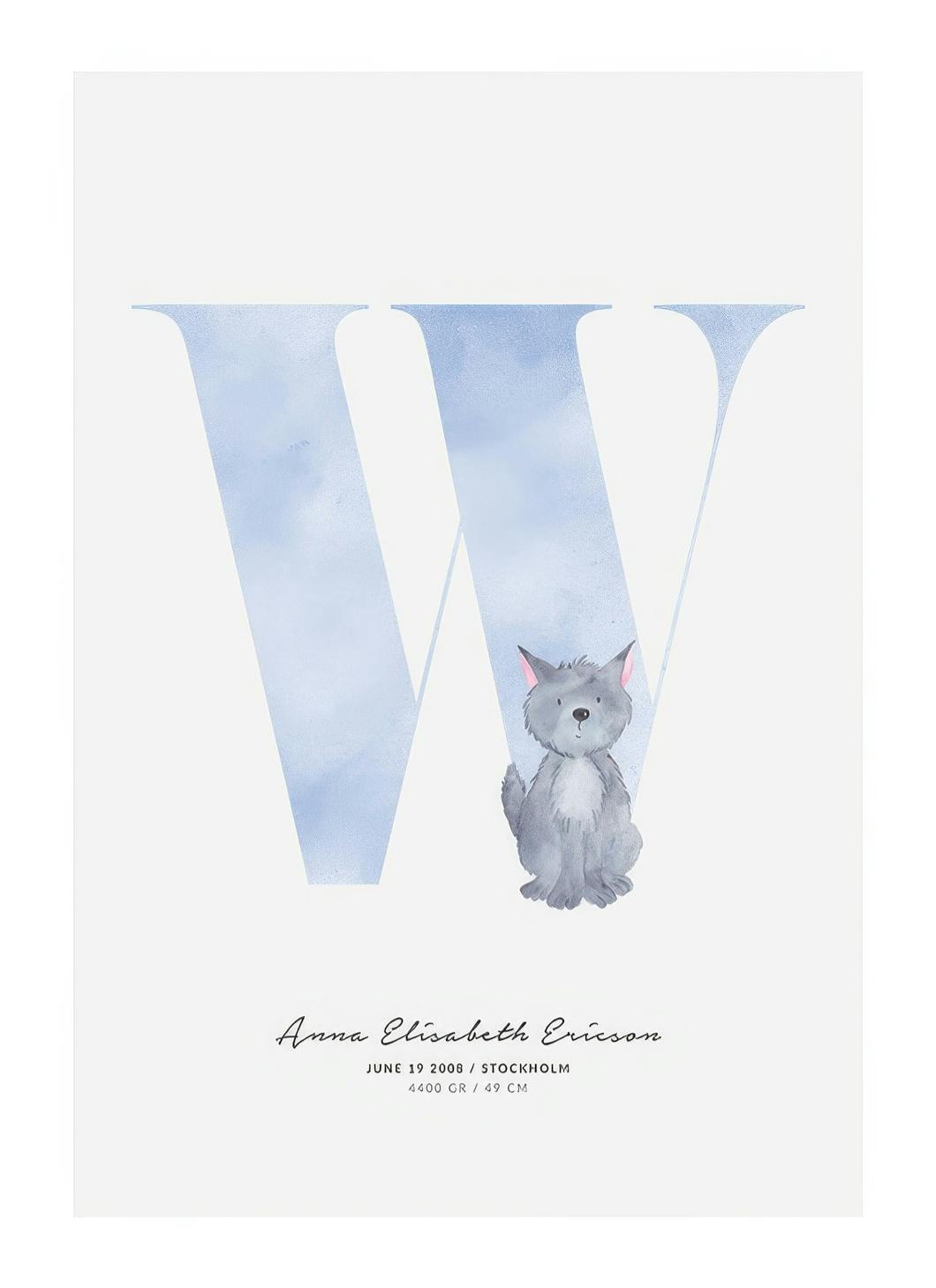 Prints - Kids Letter W Personal (50x70 cm) - Personalised prints