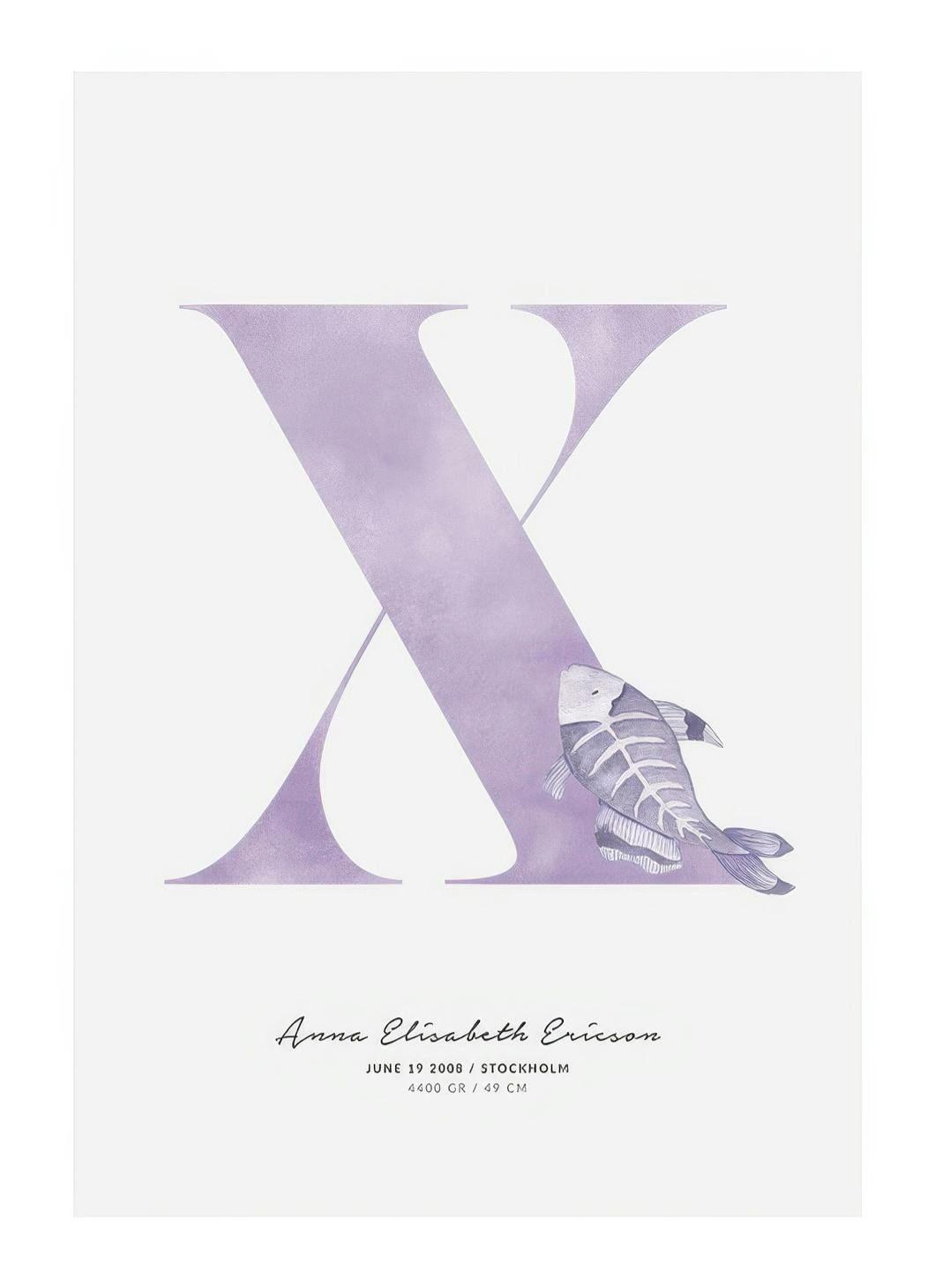 Kids Letter X Personal Poster (50x70 cm) - Gepersonaliseerde posters