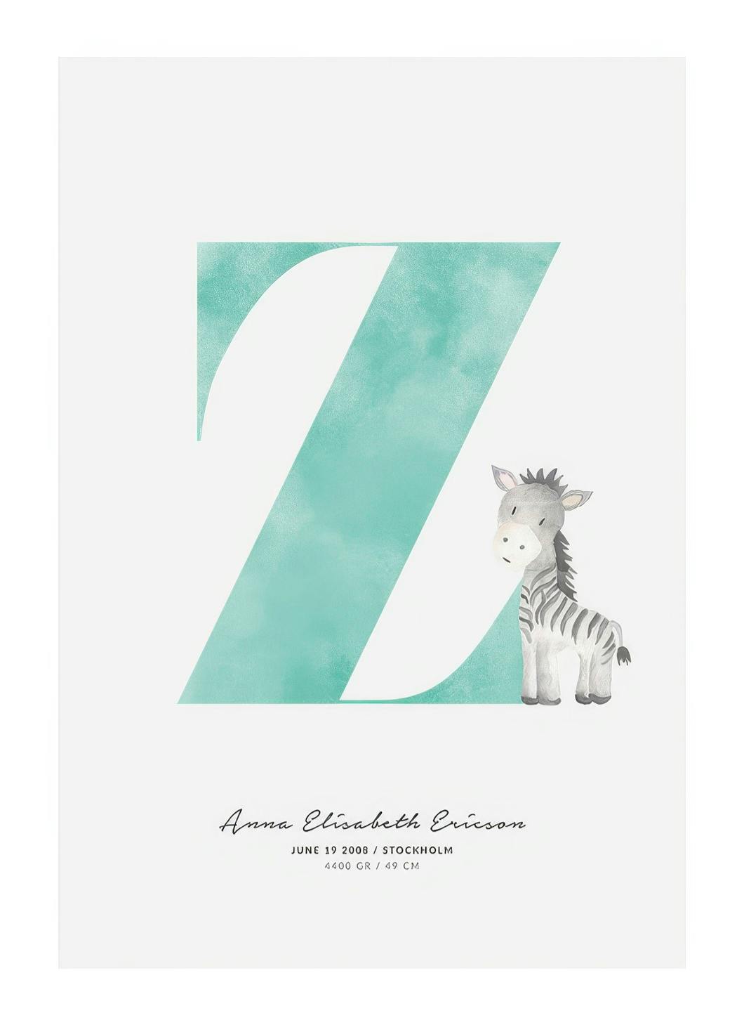 Prints - Kids Letter Z Personal (50x70 cm) - Personalised prints