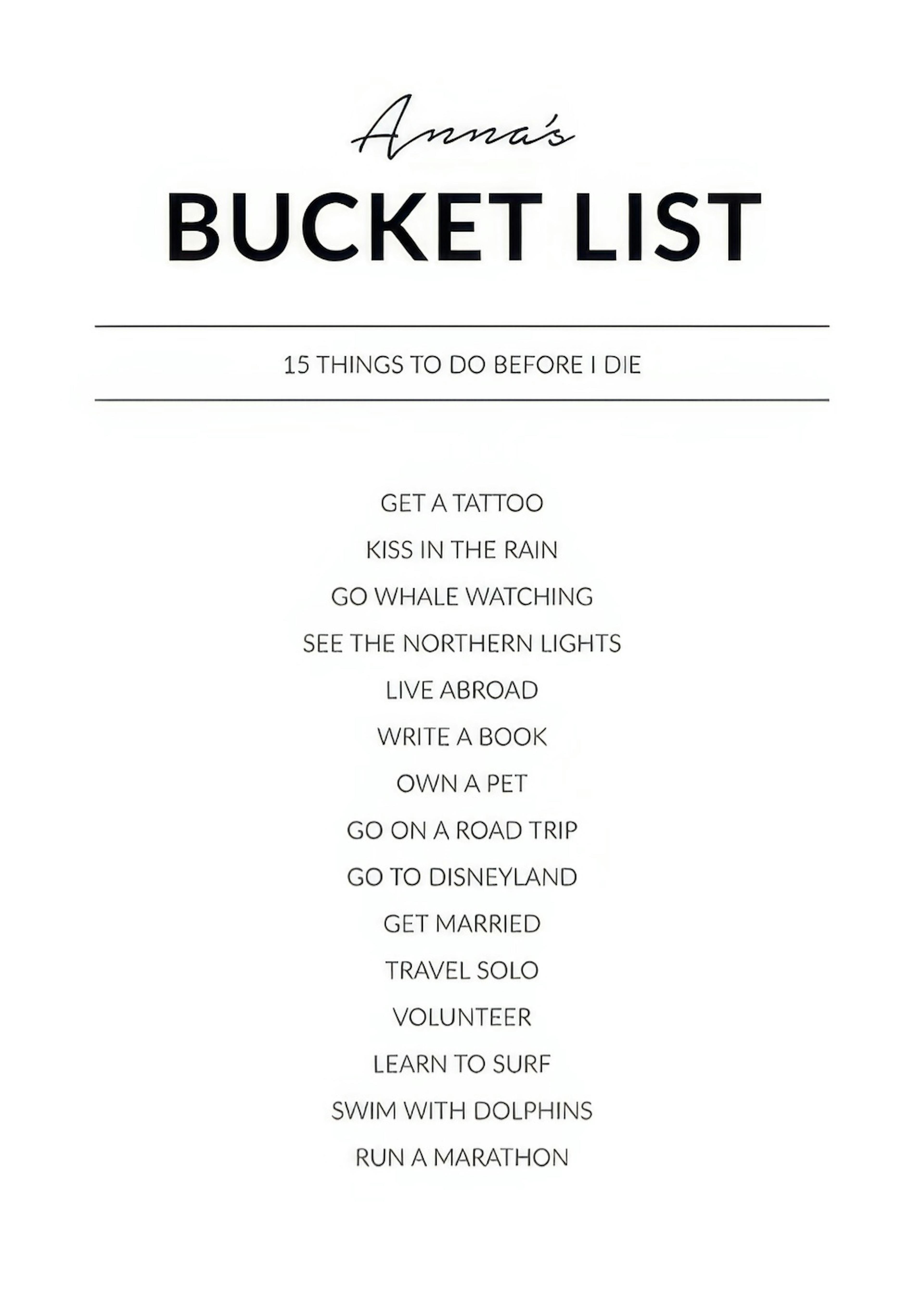 Bucket List Personal Plakat 0